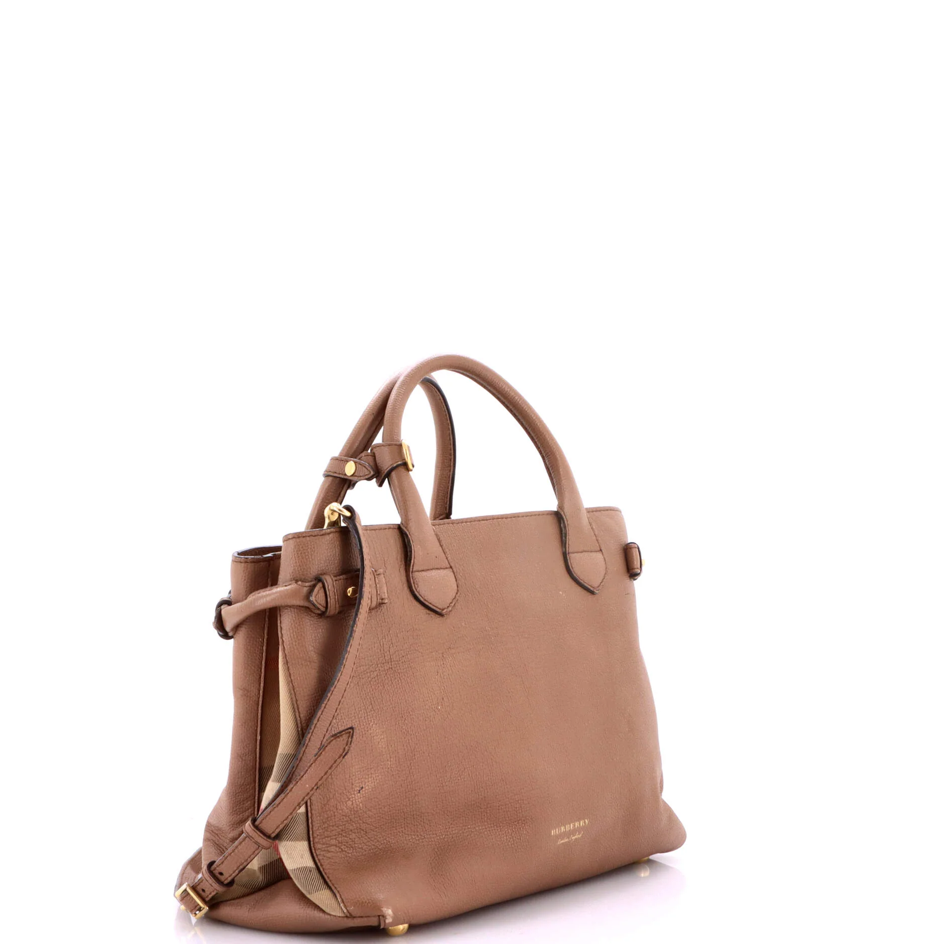 Banner Tote Leather and House Check Canvas Medium - Image 2