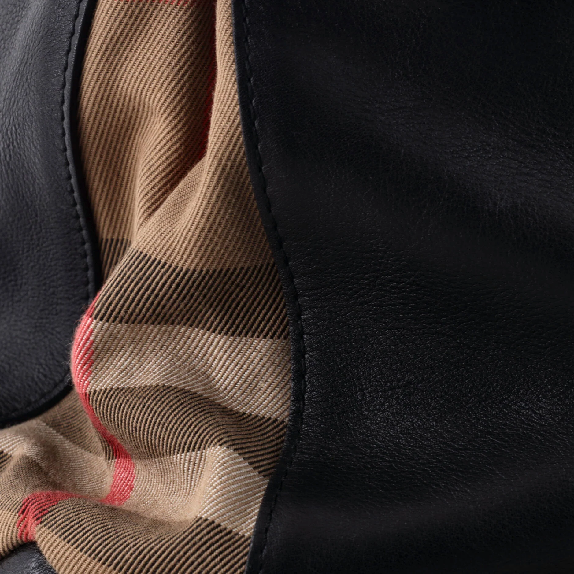 Banner Tote Leather and House Check Canvas Medium - Image 6