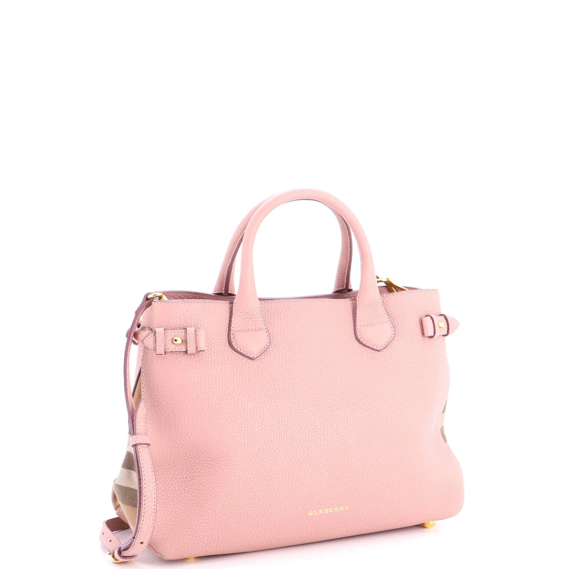 Banner Tote Leather and House Check Canvas Medium - Image 2