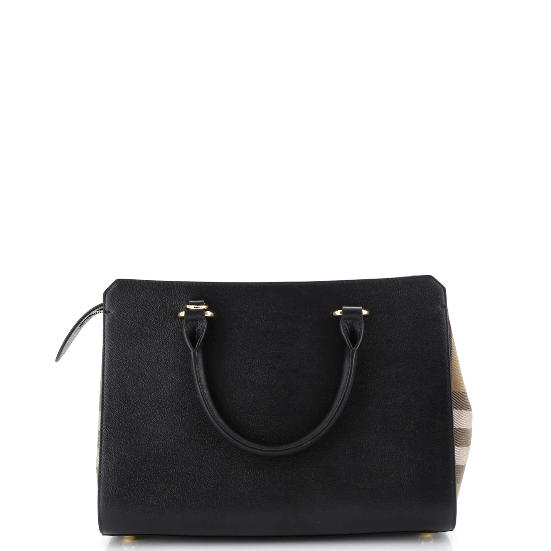 Banwell Tote Leather and House Check Canvas Small - Image 3