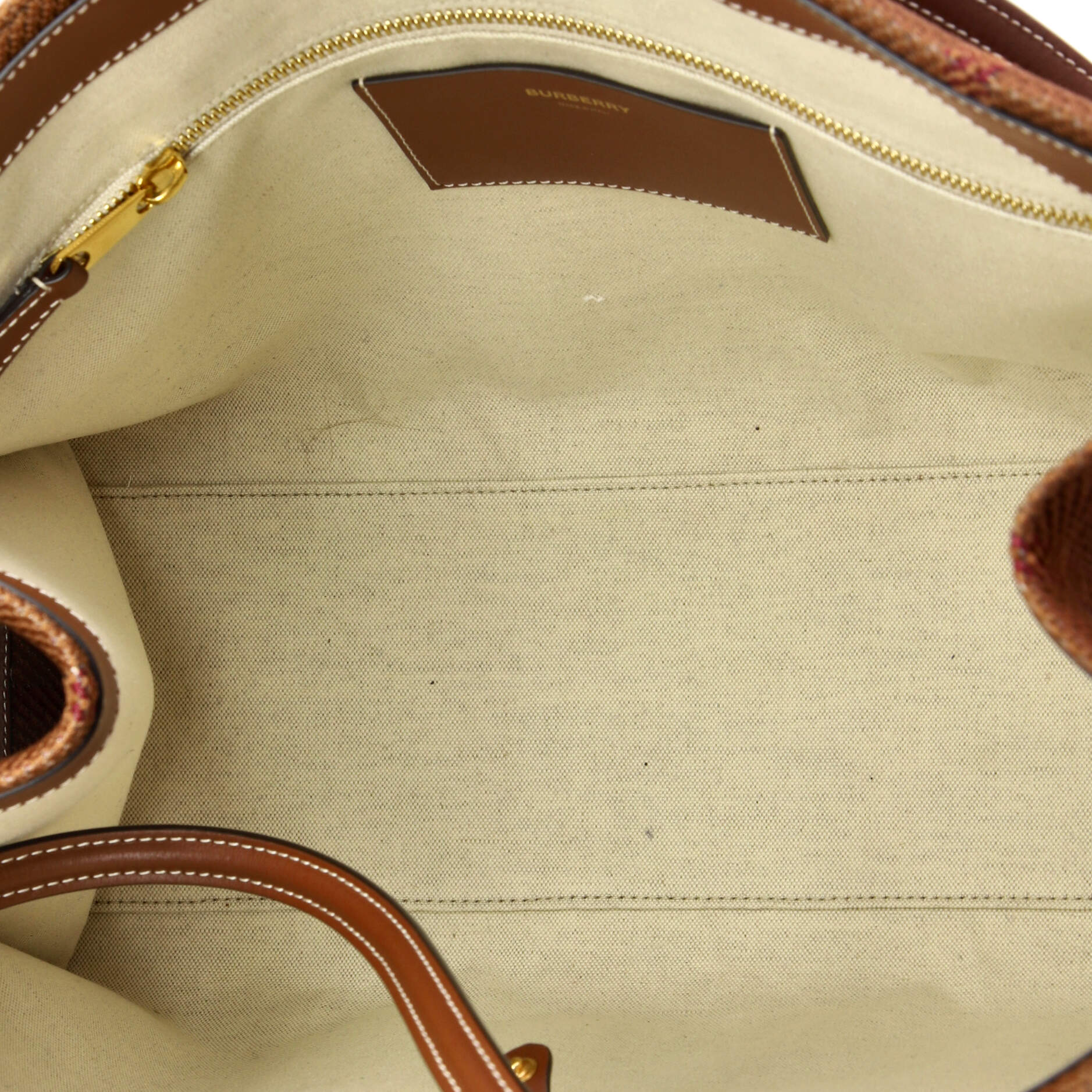 Freya Shopping Tote Check Canvas with Leather Medium - Image 5