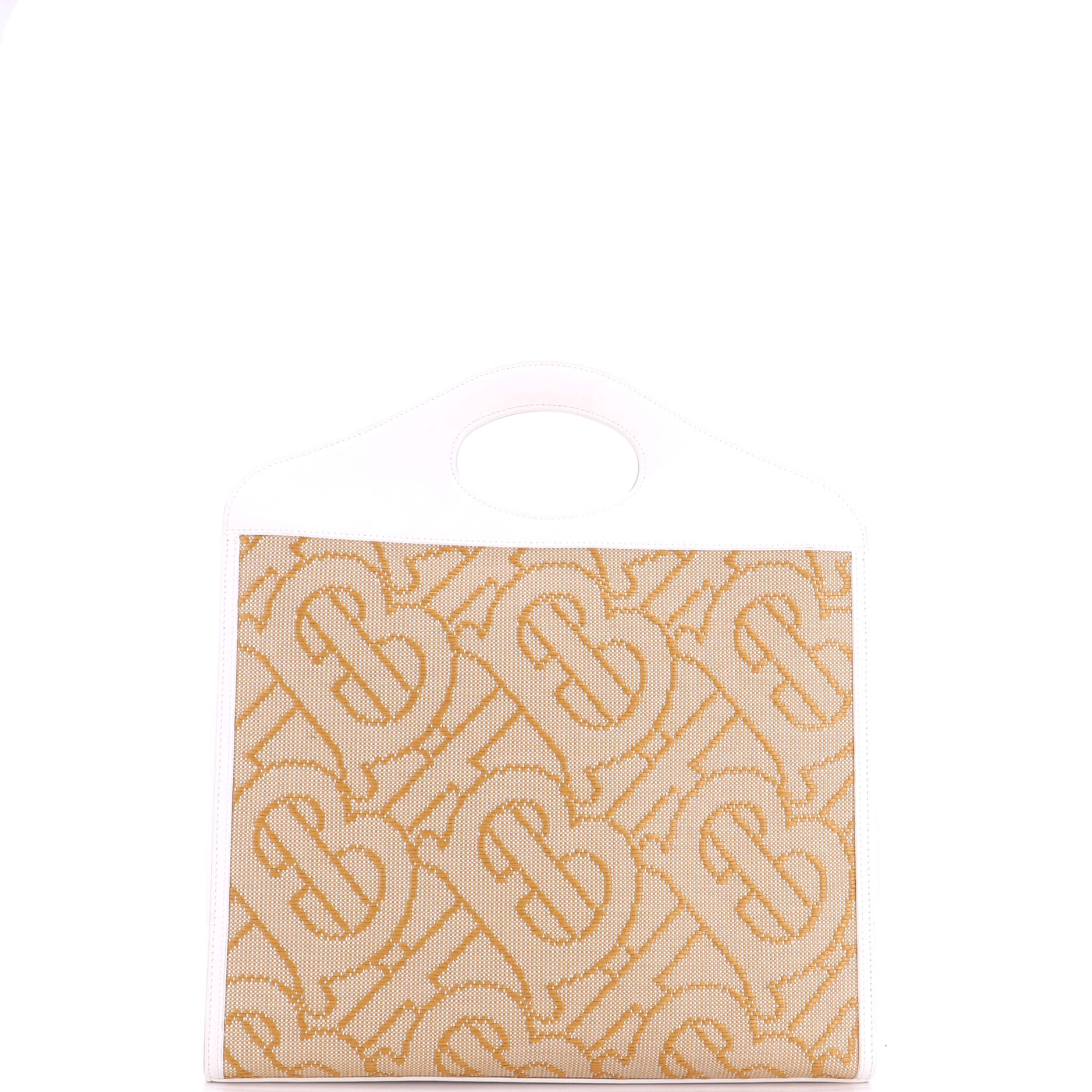 Logo Pocket Tote Woven Raffia and Canvas with Leather Medium - Image 3