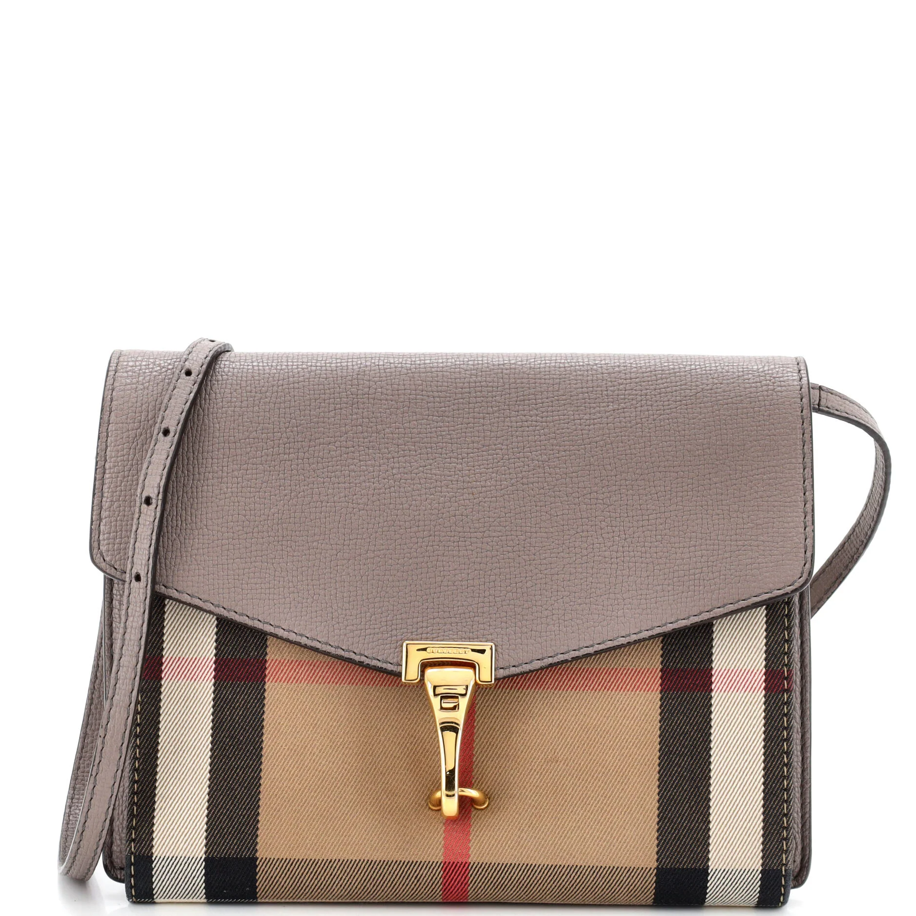 Macken Crossbody Bag Leather and House Check Canvas Small