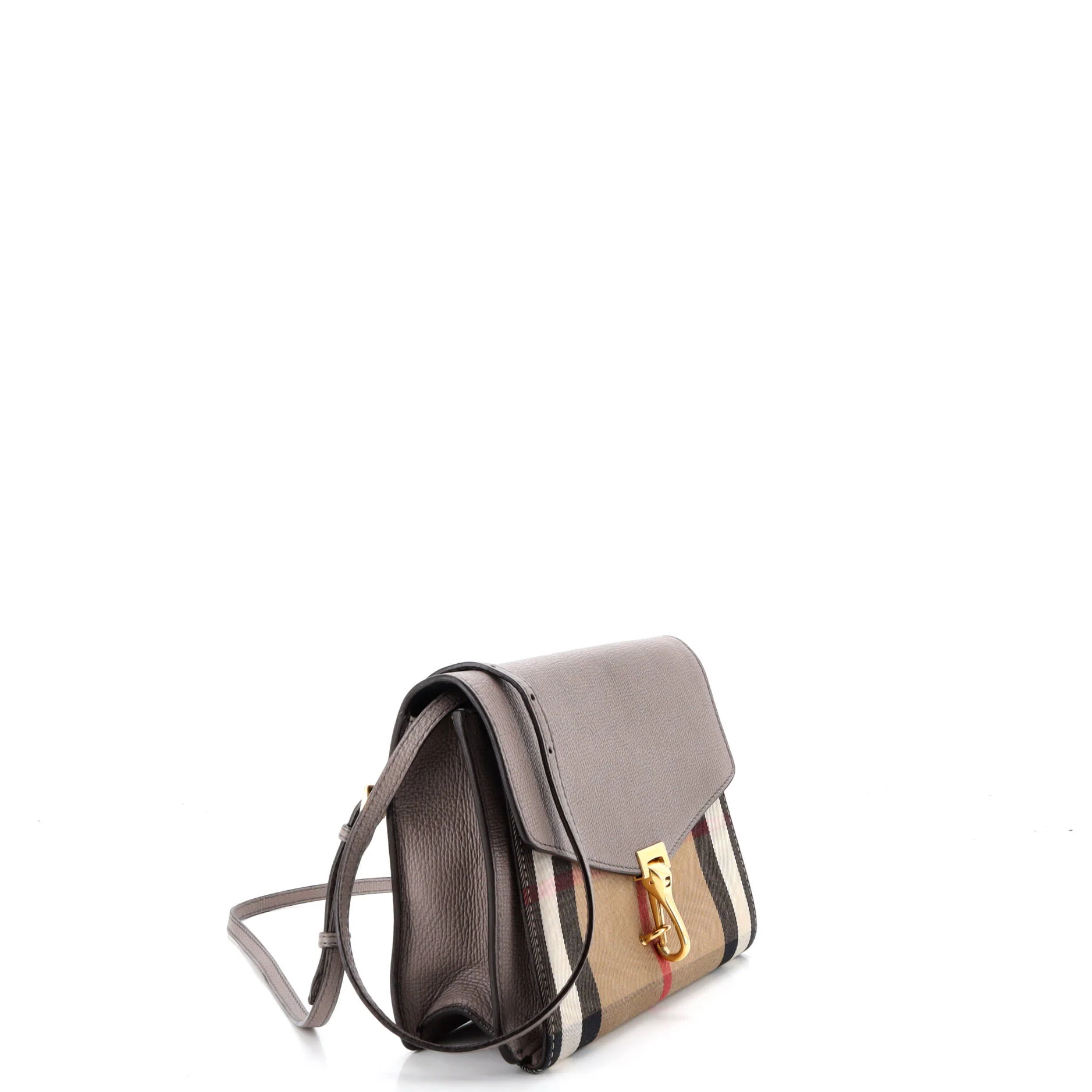 Macken Crossbody Bag Leather and House Check Canvas Small - Image 2