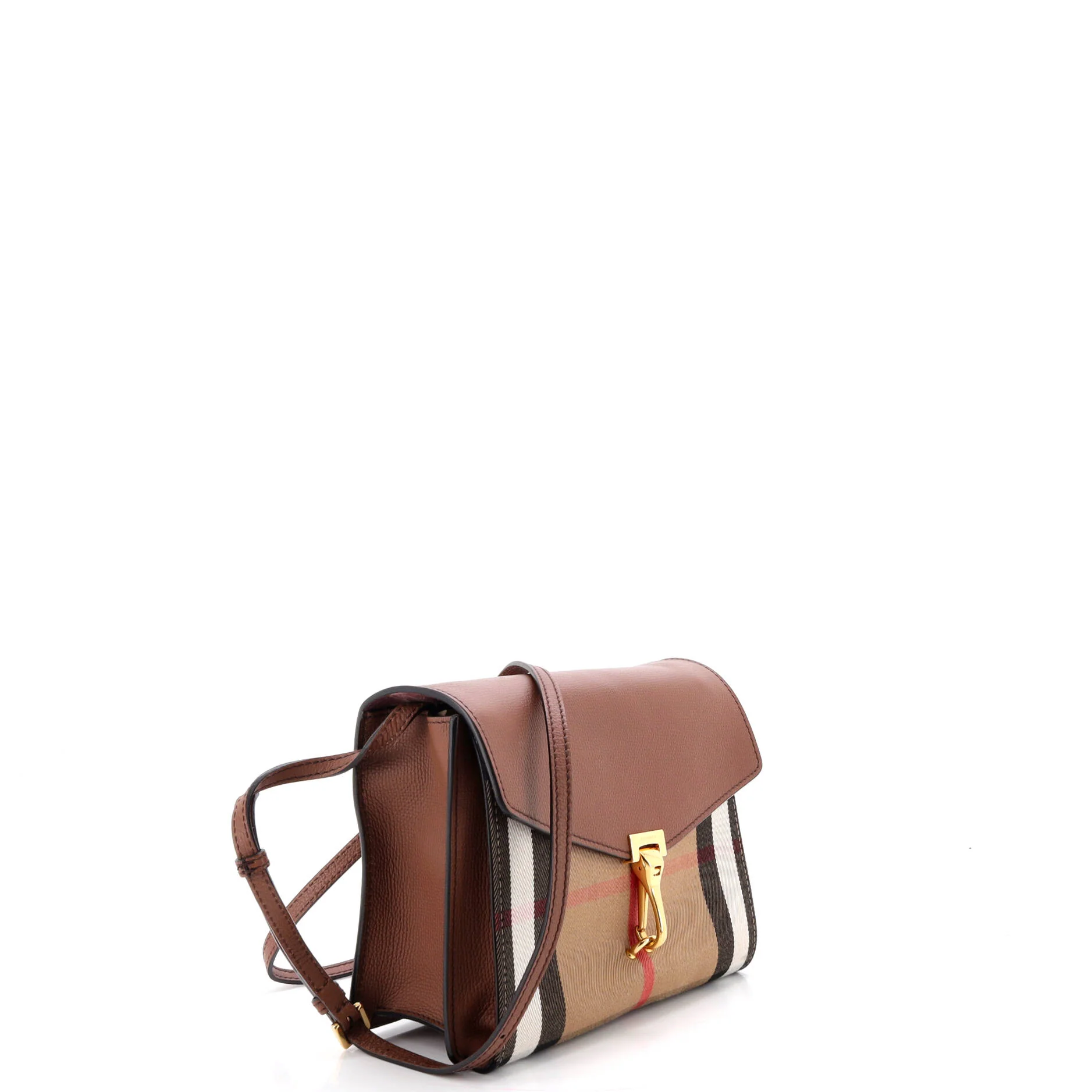 Macken Crossbody Bag Leather and House Check Canvas Small - Image 2
