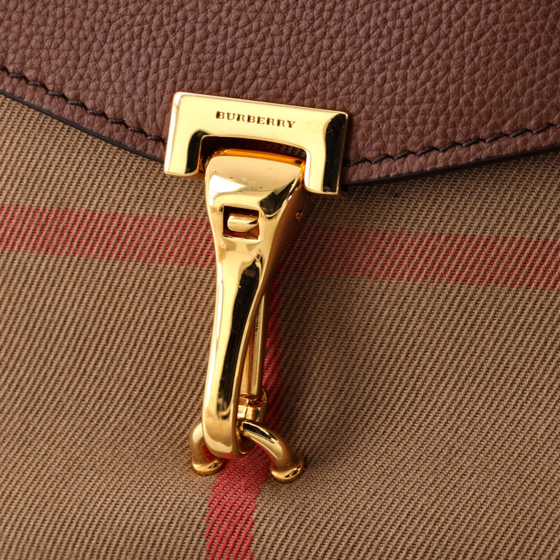 Macken Crossbody Bag Leather and House Check Canvas Small - Image 6