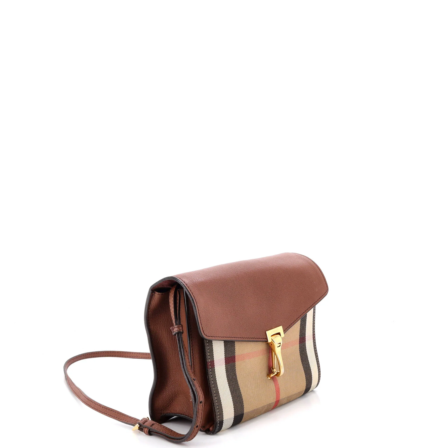 Macken Crossbody Bag Leather and House Check Canvas Small - Image 2