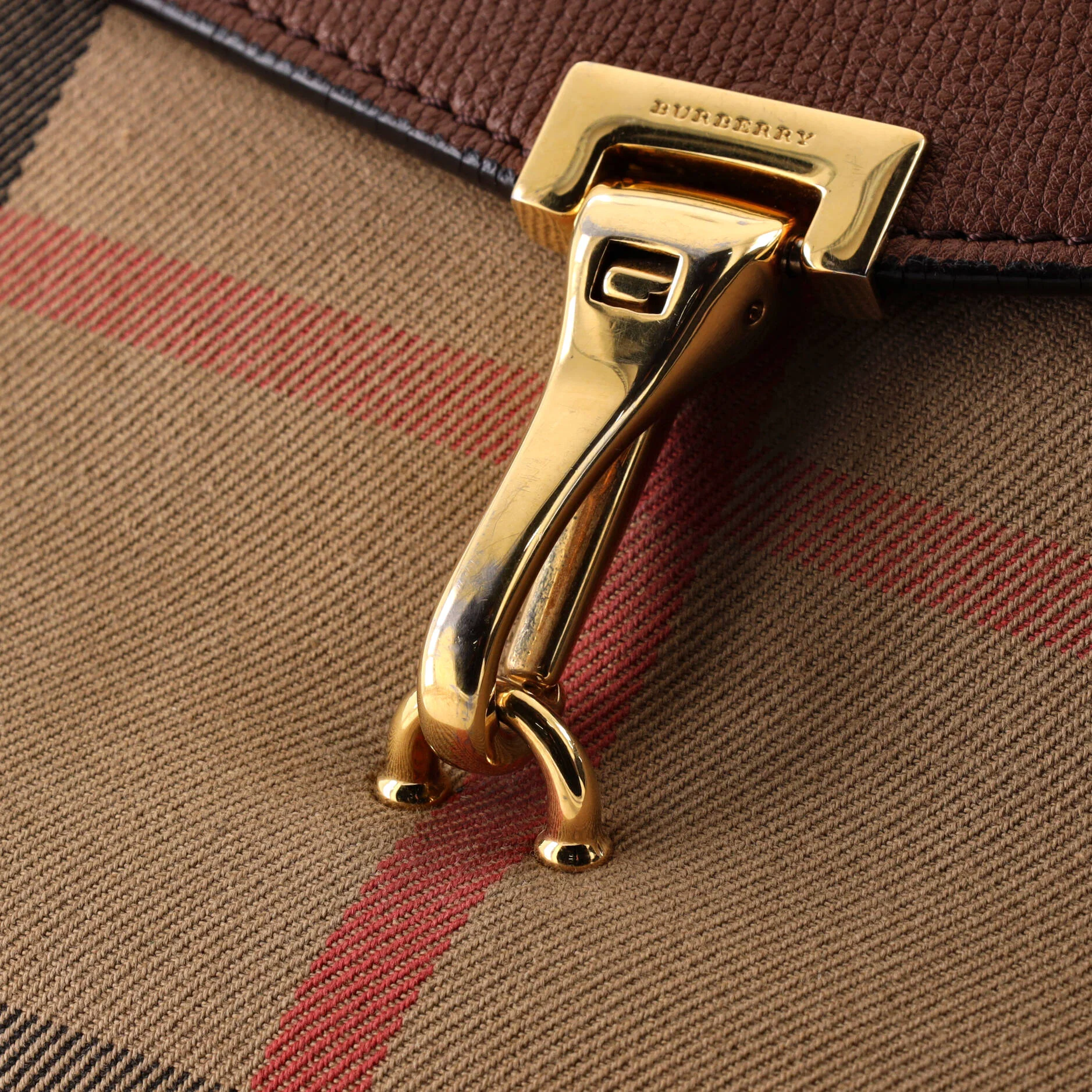 Macken Crossbody Bag Leather and House Check Canvas Small - Image 6