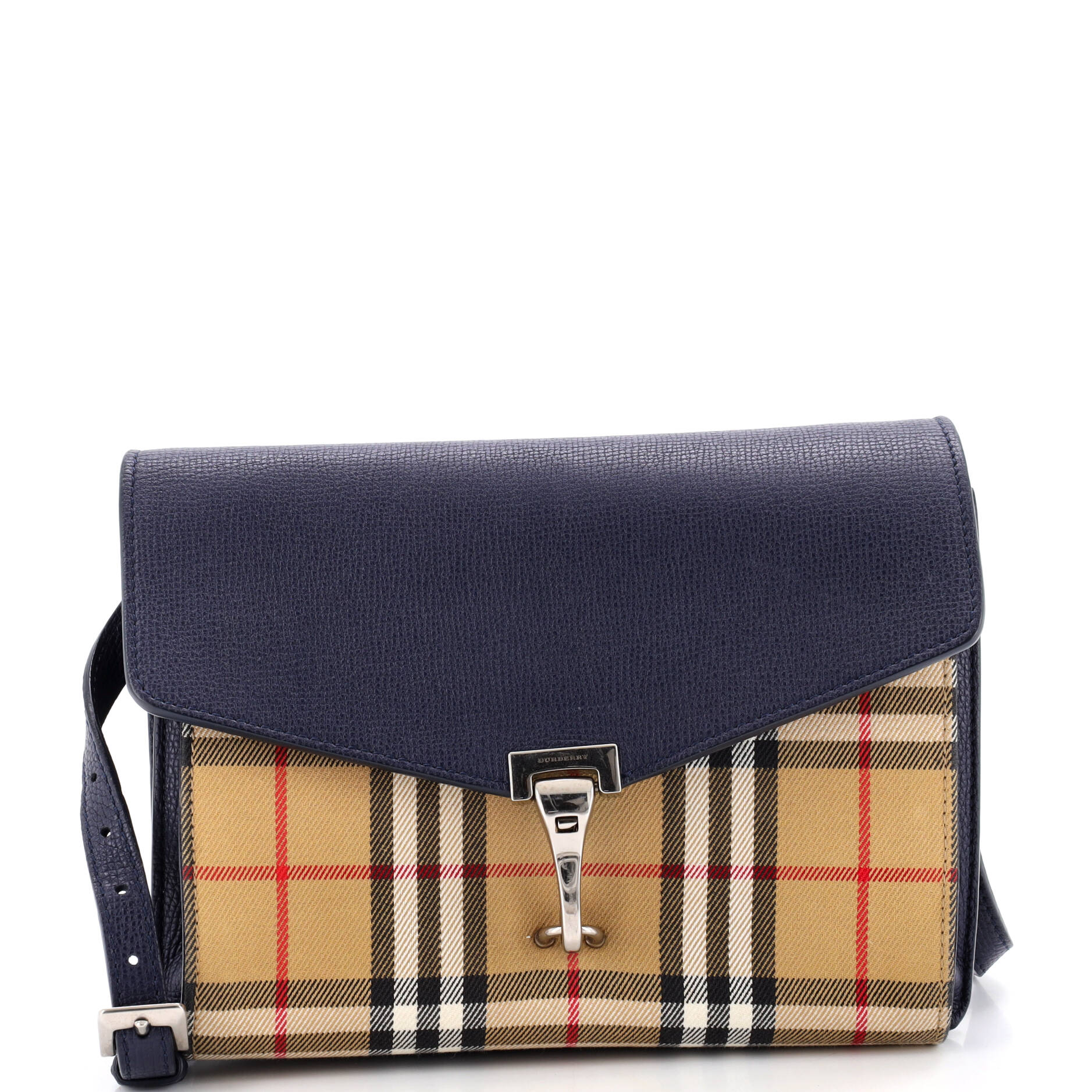 Macken Crossbody Bag Leather and Vintage Check Canvas Small