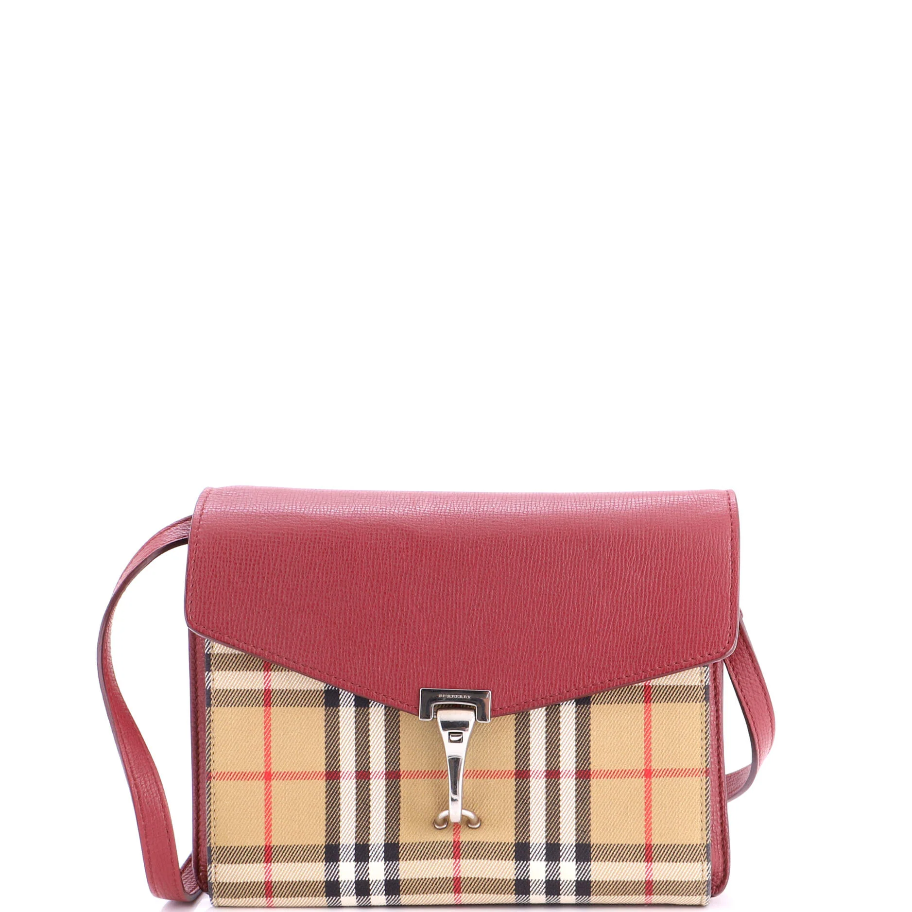 Macken Crossbody Bag Leather and Vintage Check Canvas Small