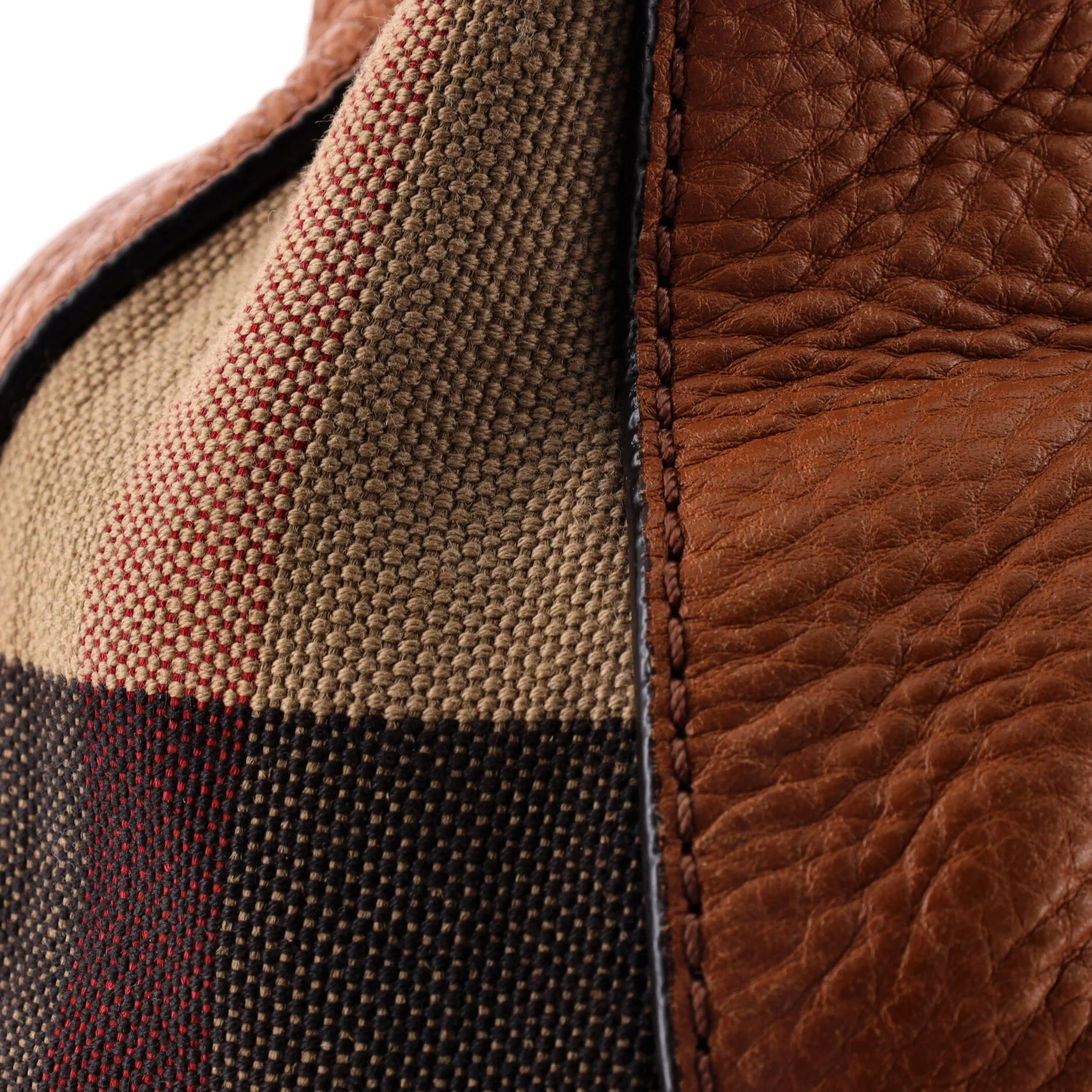 Maidstone Tote Leather and House Check Canvas Medium - Image 6