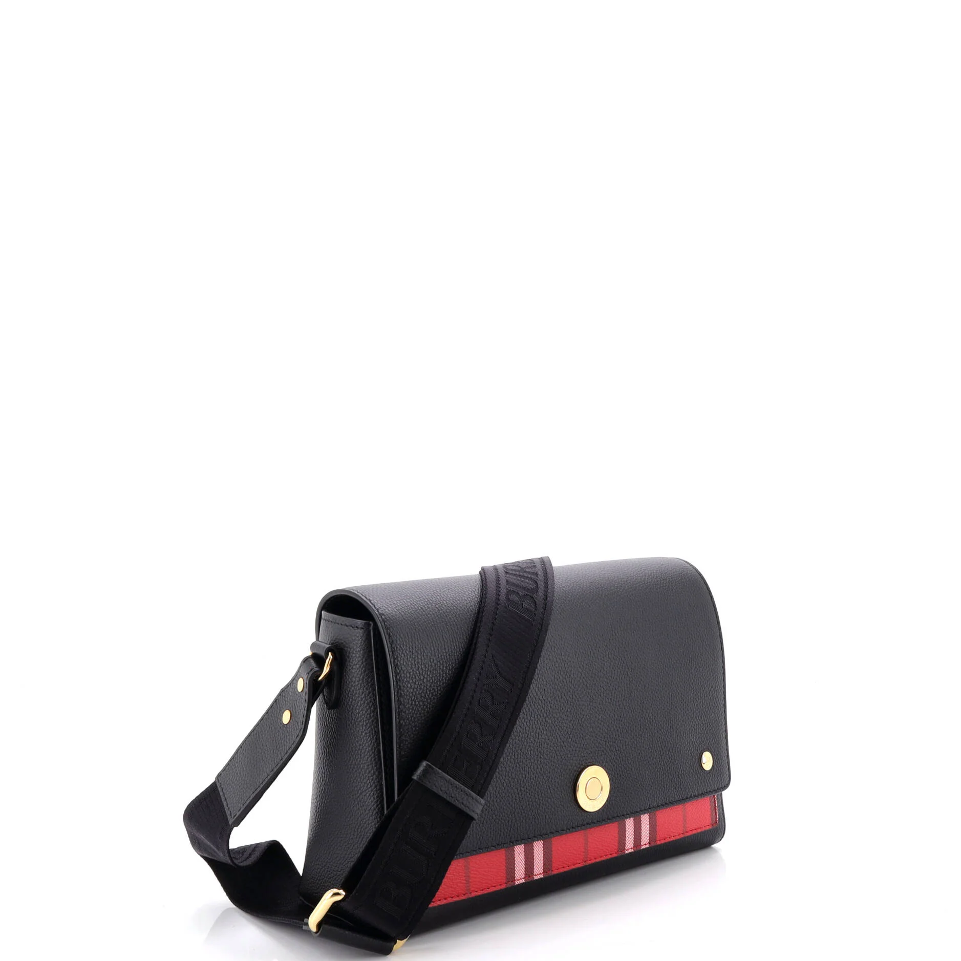Note Crossbody Bag Leather with Vintage Check Canvas Medium - Image 2