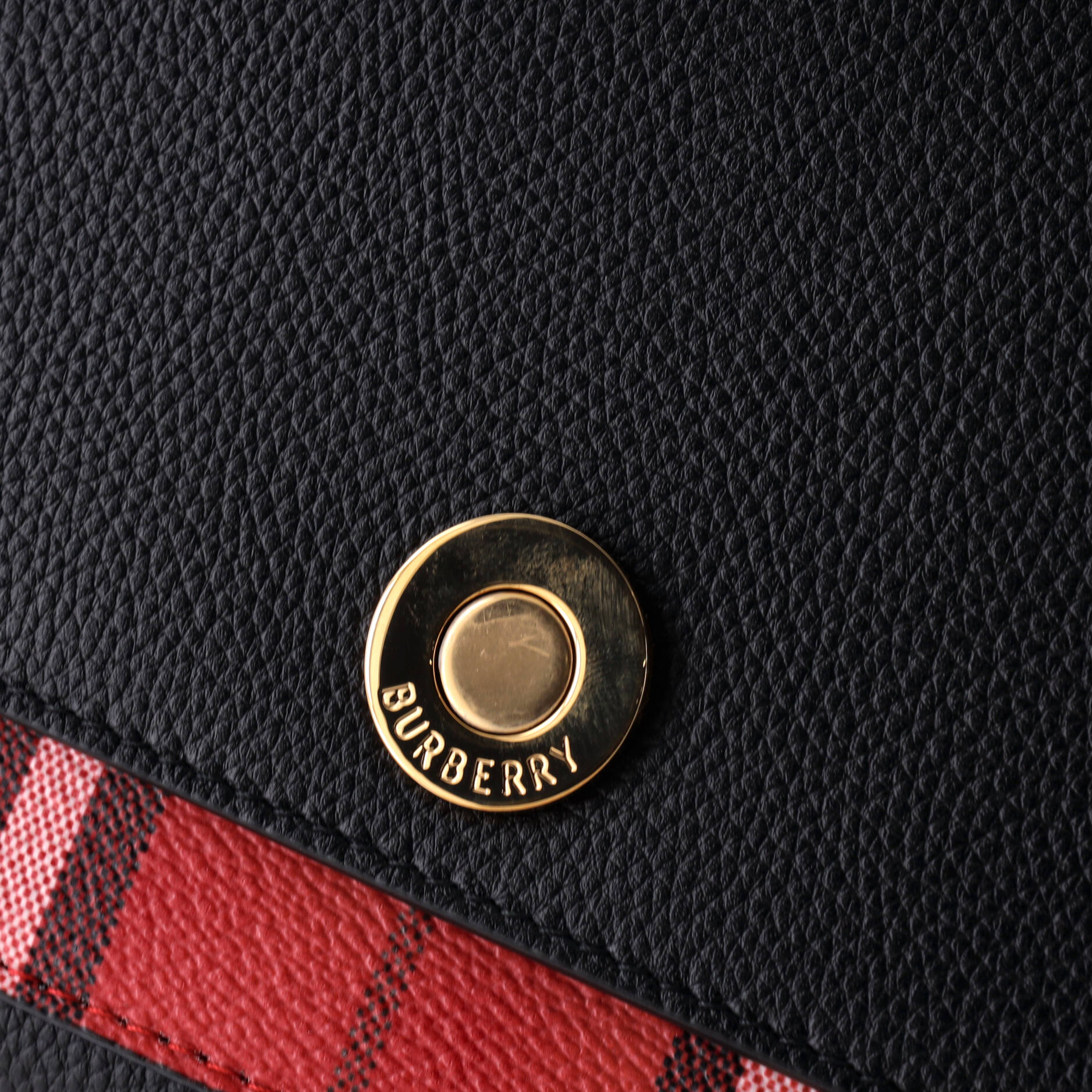 Note Crossbody Bag Leather with Vintage Check Canvas Medium - Image 6