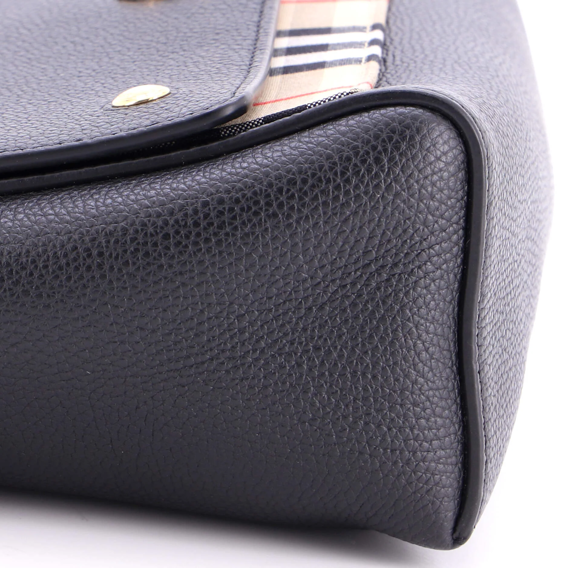 Note Crossbody Bag Leather with Vintage Check Canvas Medium - Image 6
