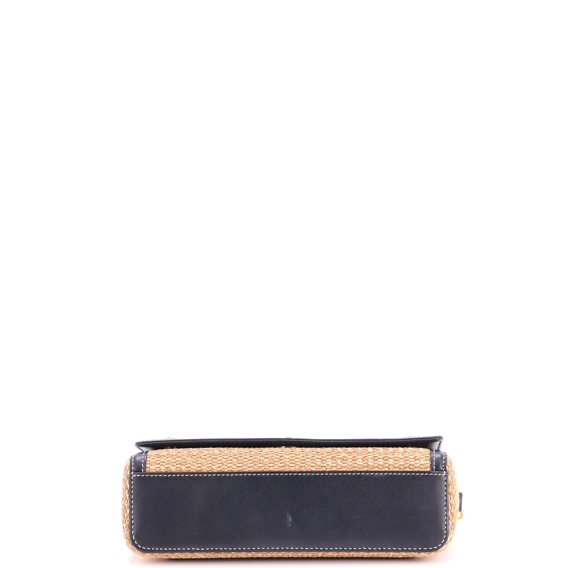 Note Top Handle Bag Embroidered Raffia with Leather - Image 4
