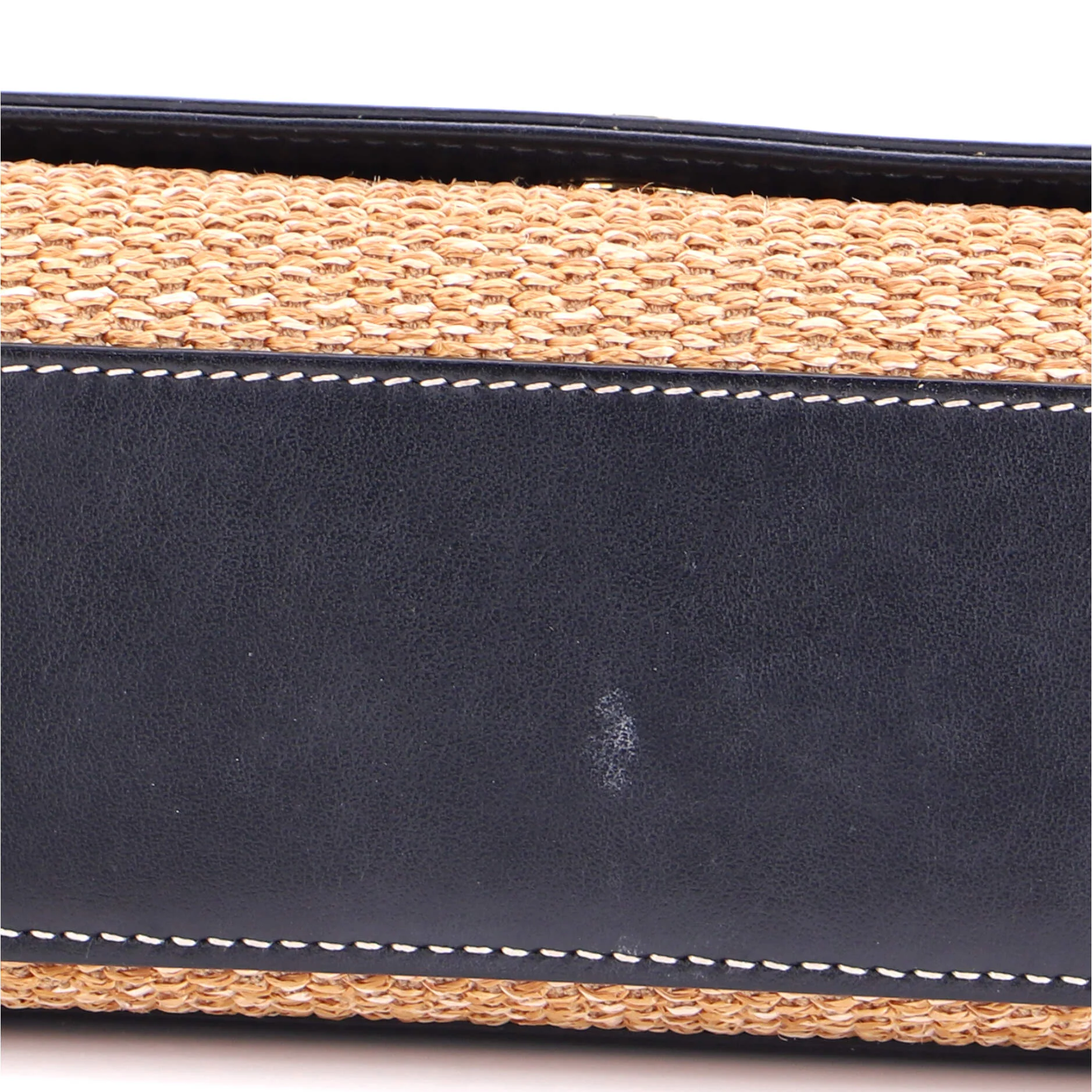 Note Top Handle Bag Embroidered Raffia with Leather - Image 7