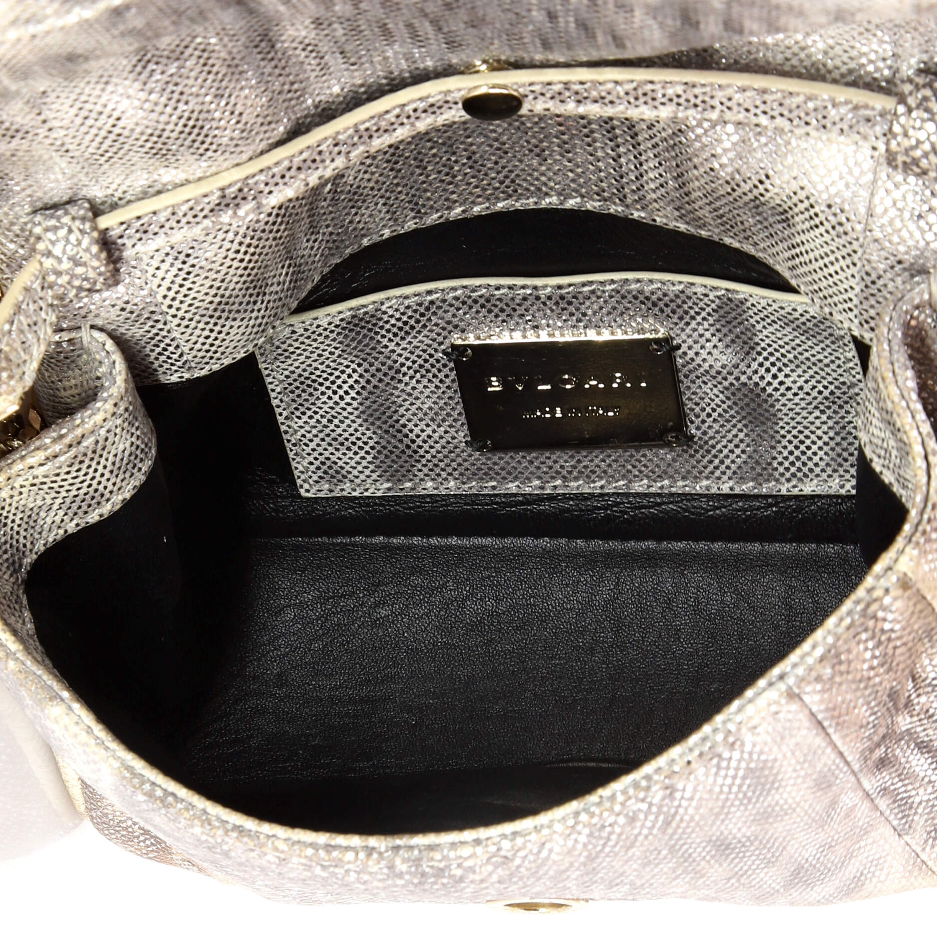 Serpenti Cabochon Shoulder Bag Diagonal Quilted Metallic Karung Small - Image 5