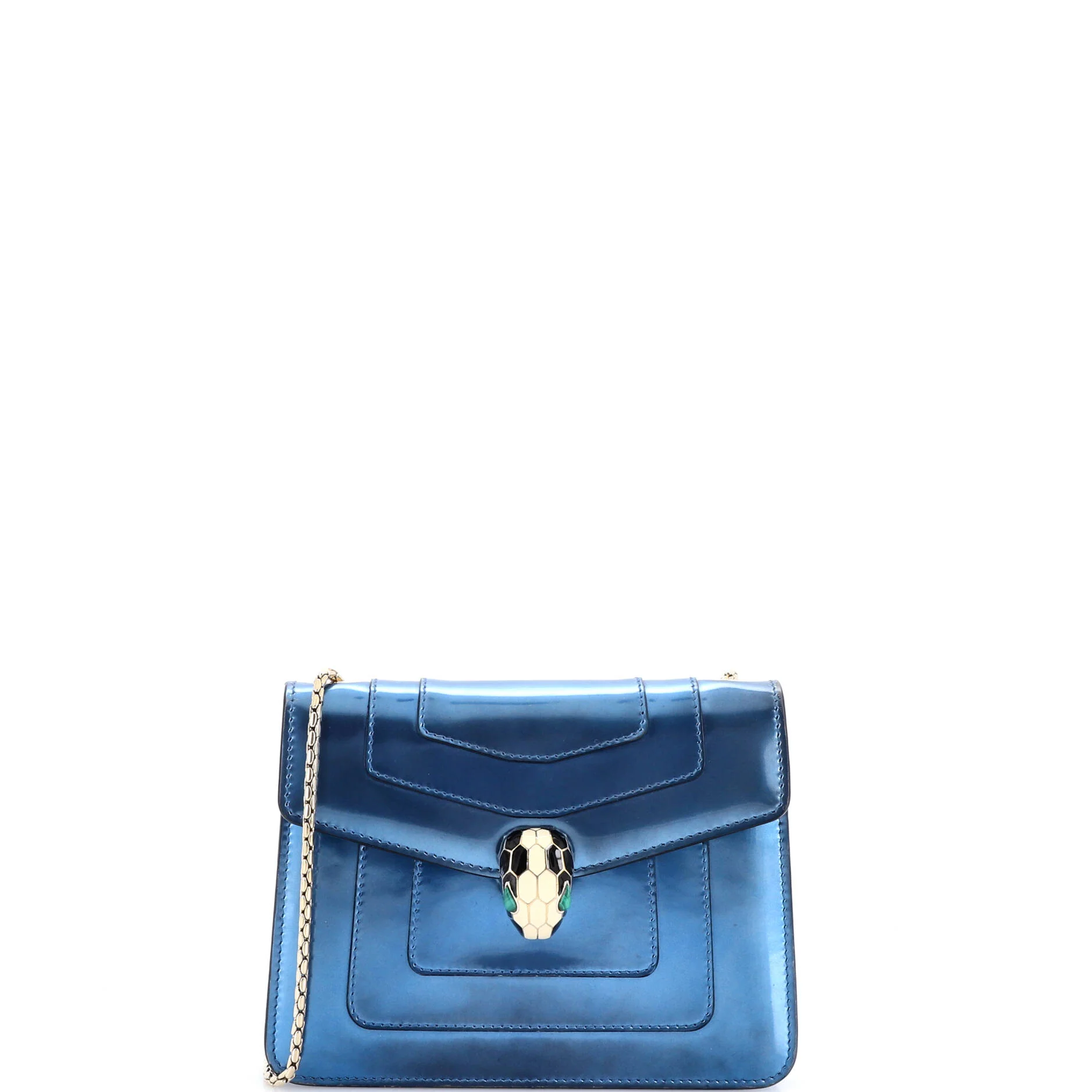 Serpenti Forever Square Shoulder Bag Metallic Leather Small