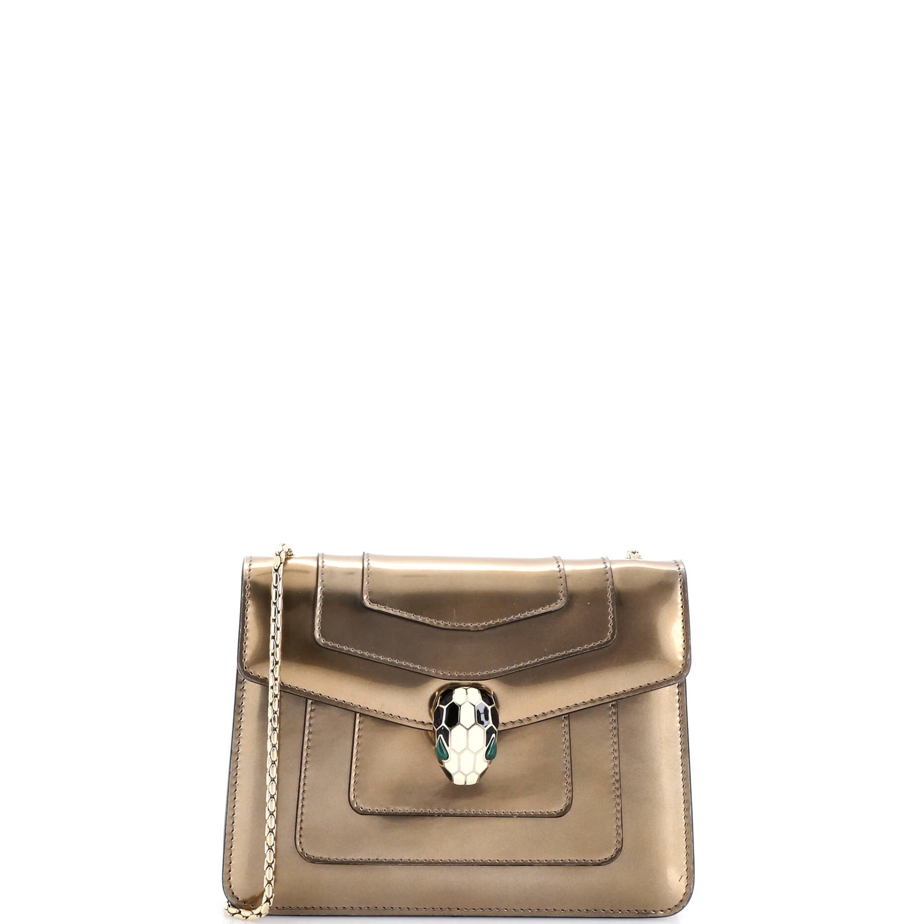 Serpenti Forever Square Shoulder Bag Metallic Leather Small