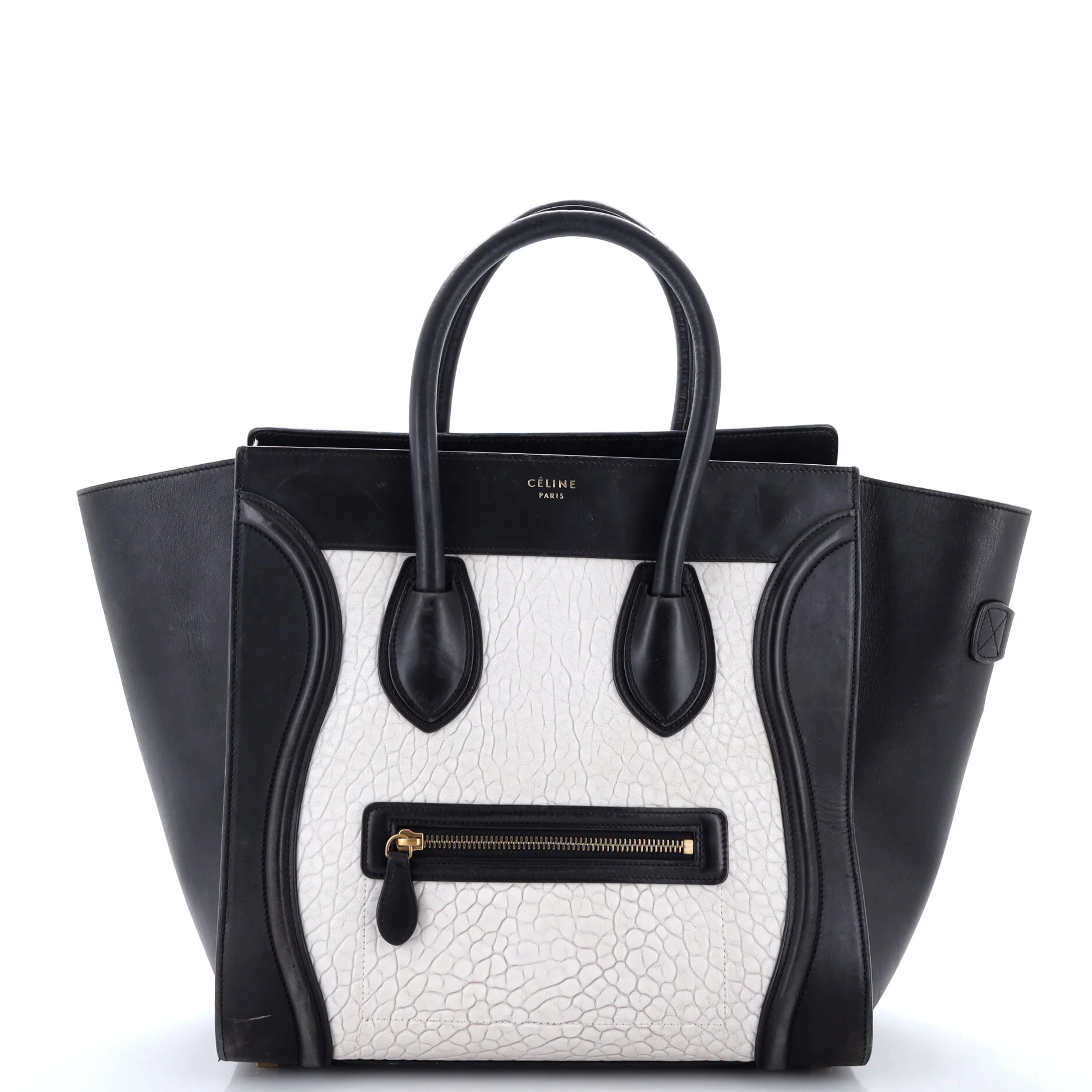 Bicolor Luggage Bag Leather Micro
