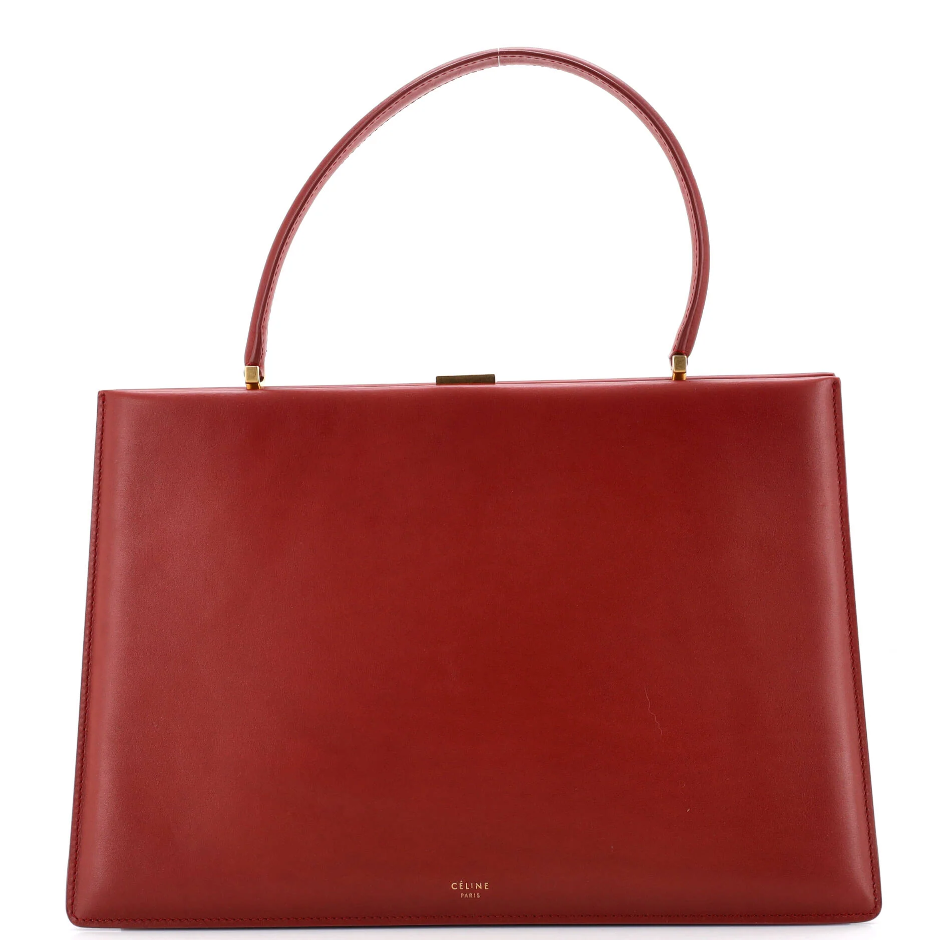 Clasp Top Handle Bag Leather Medium