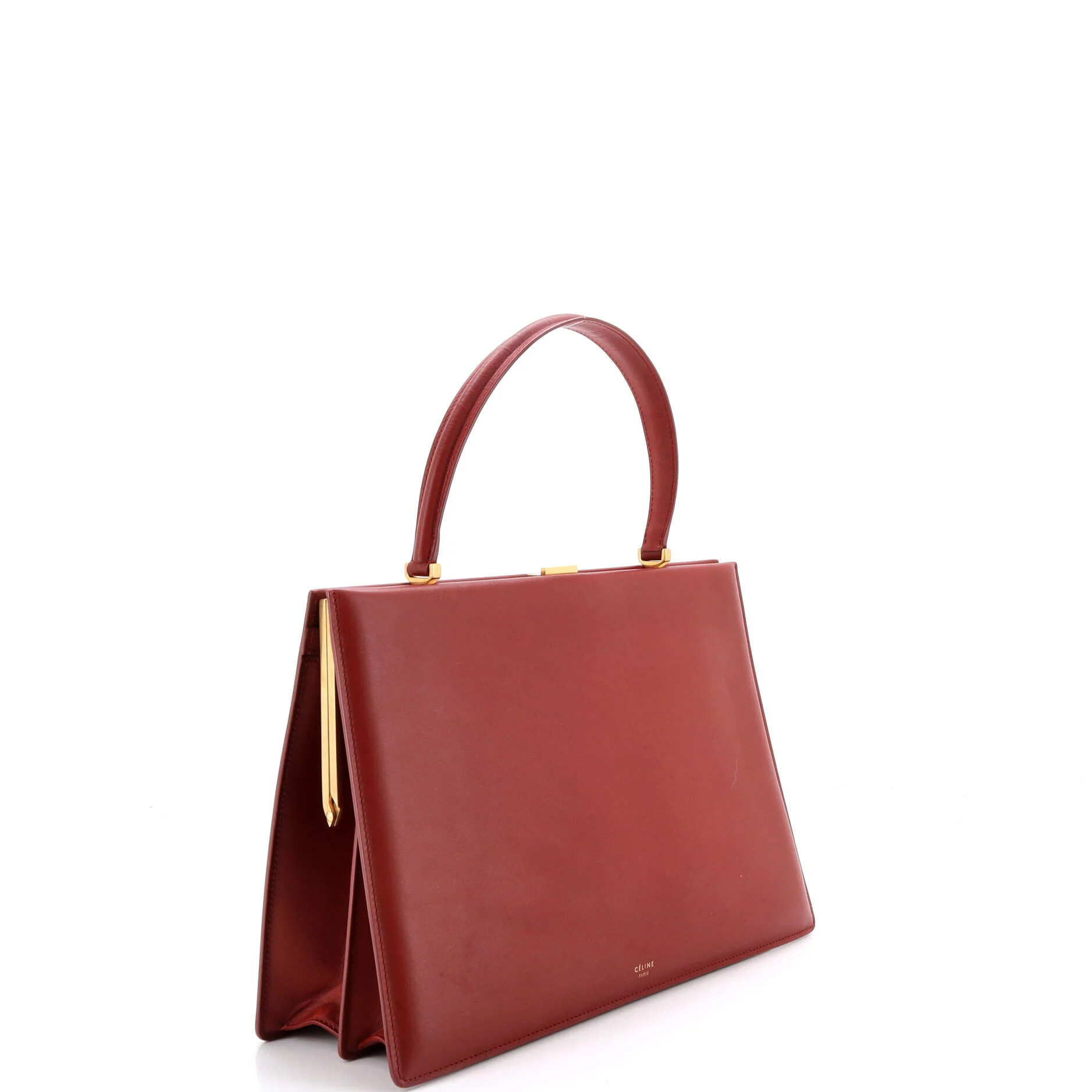 Clasp Top Handle Bag Leather Medium - Image 2