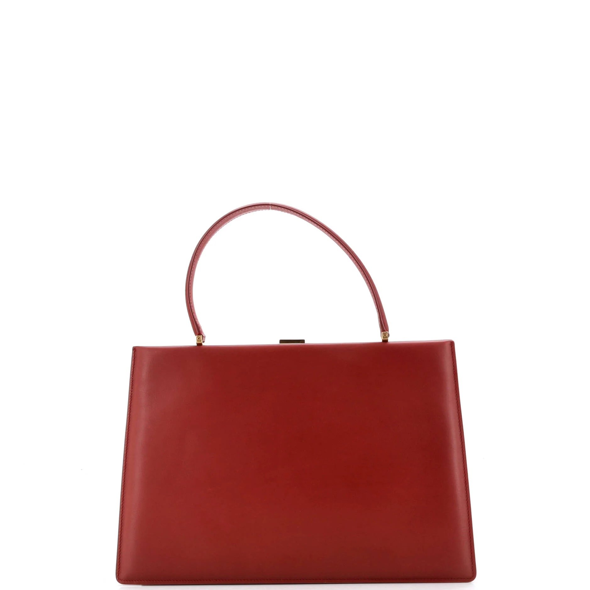 Clasp Top Handle Bag Leather Medium - Image 3