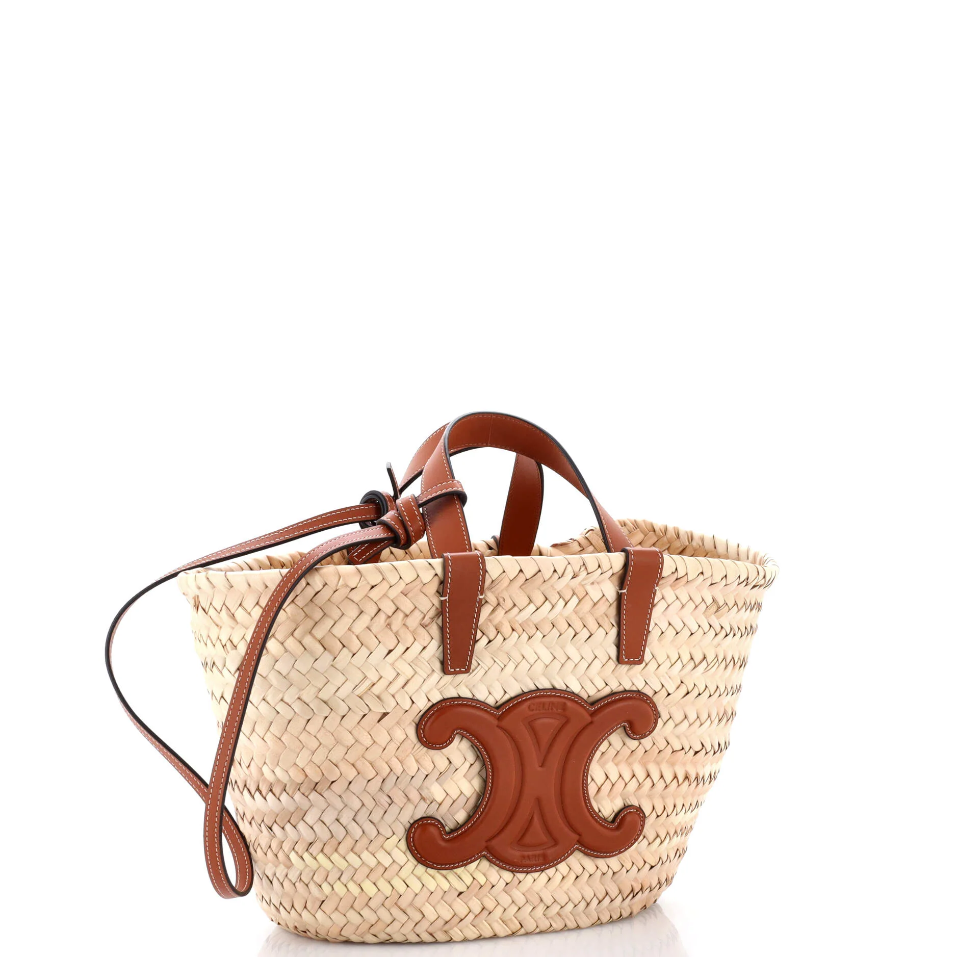 Classic Panier Basket Tote Raffia and Leather Teen - Image 2