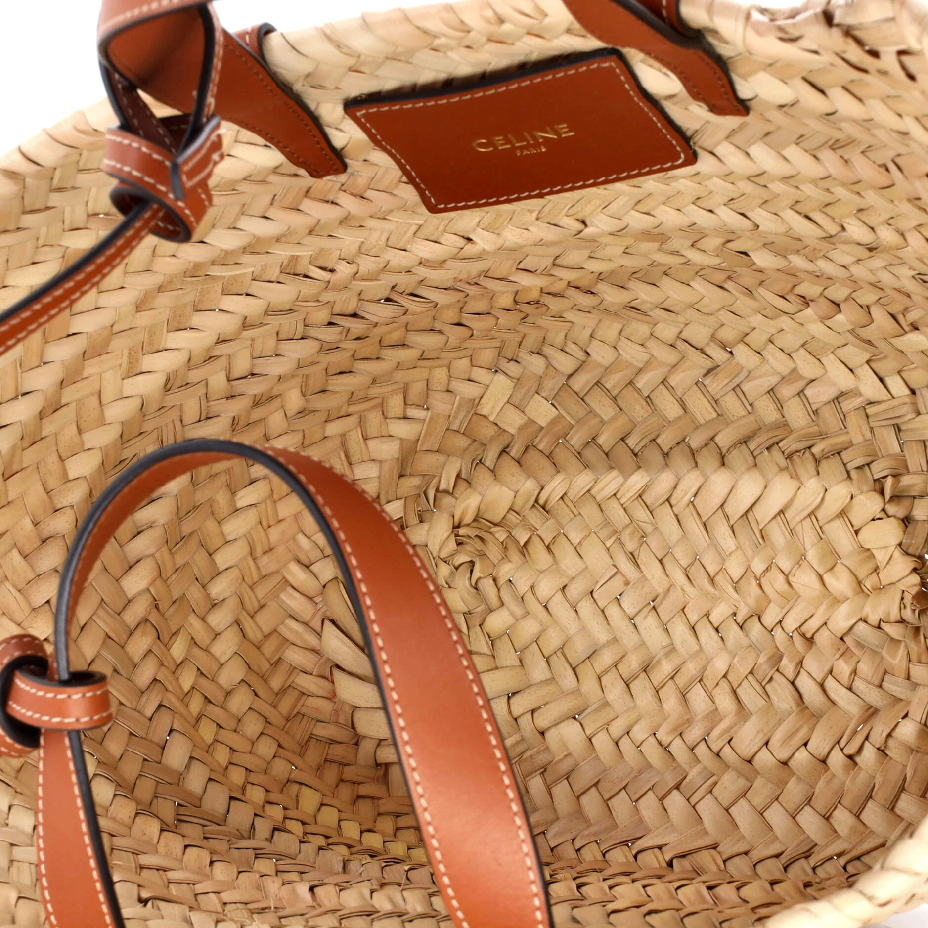 Classic Panier Basket Tote Raffia and Leather Teen - Image 5