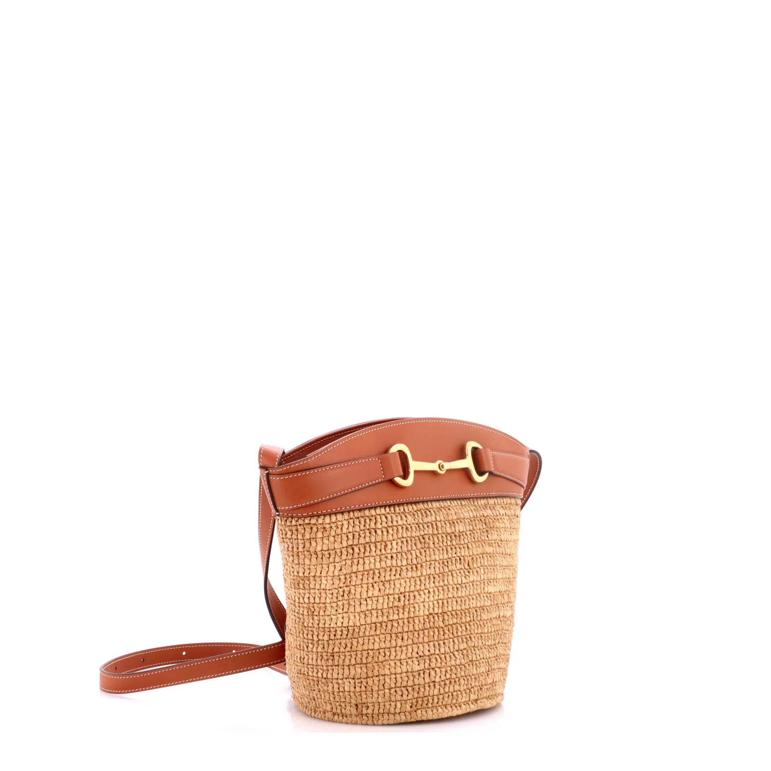 Crecy Bucket Bag Raffia with Leather - Image 2