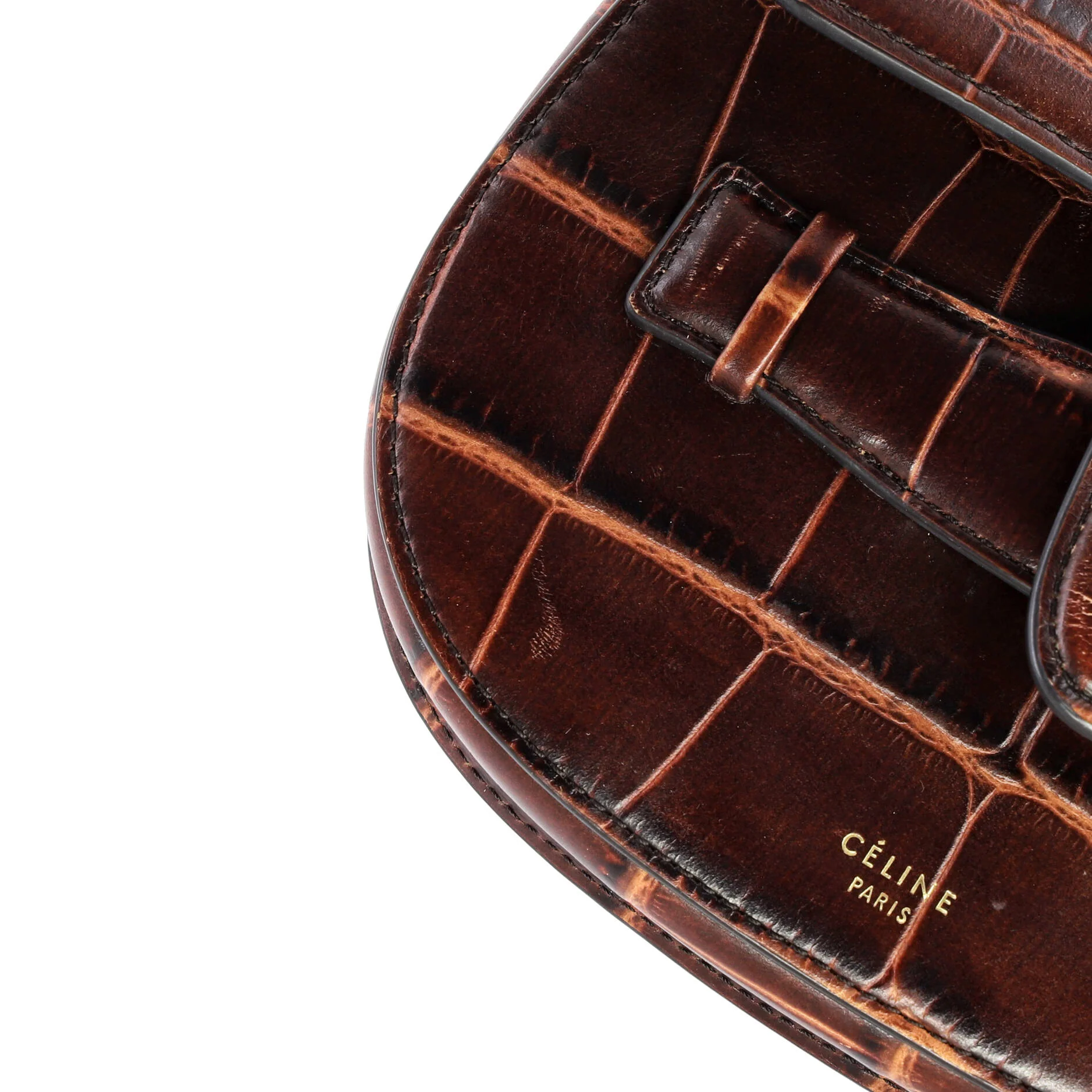 Symmetrical Shoulder Bag Crocodile Embossed Leather Mini - Image 7