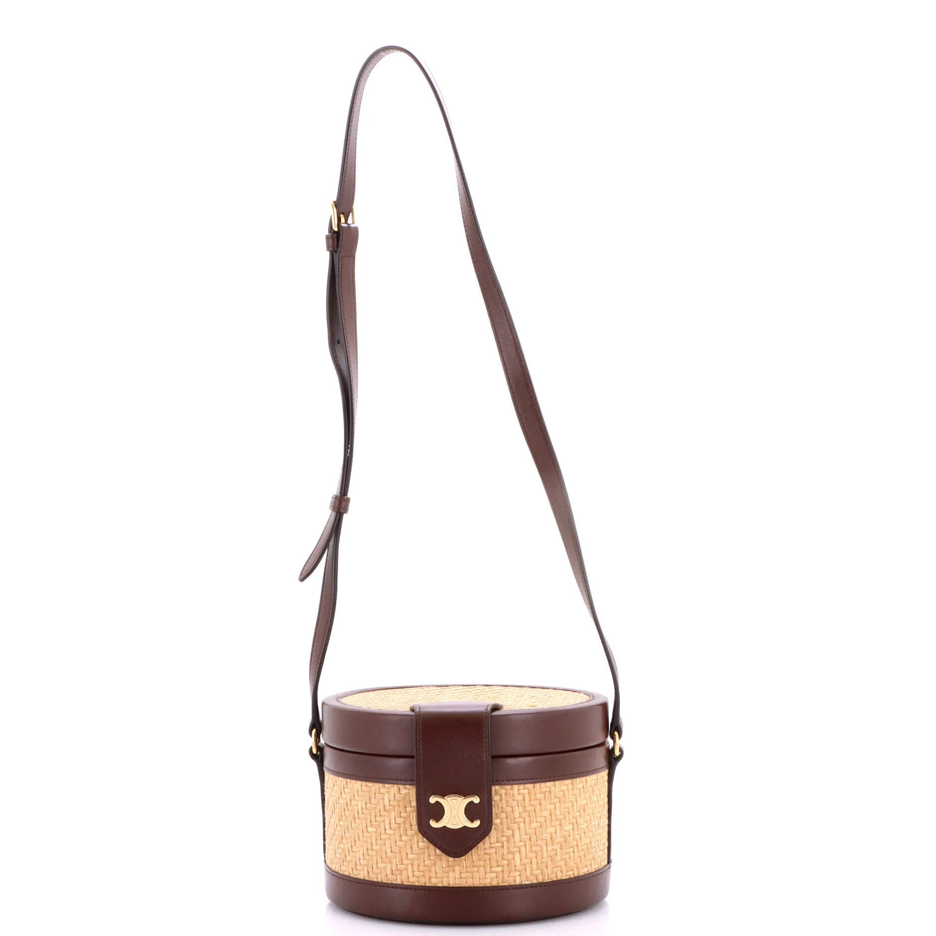 Tambour Bag Triomphe Raffia and Leather Medium