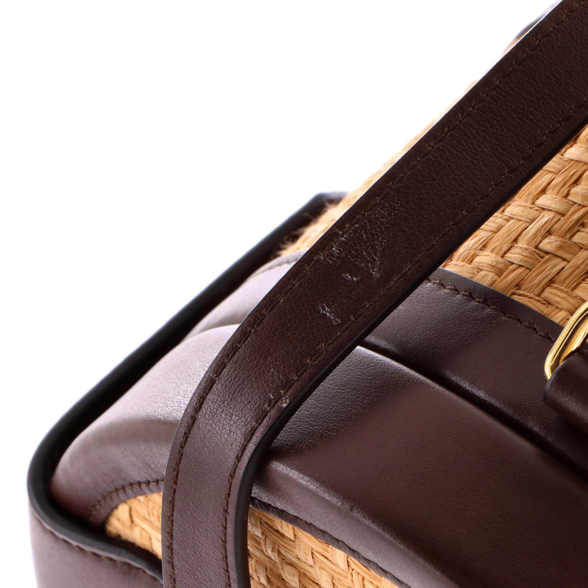 Tambour Bag Triomphe Raffia and Leather Medium - Image 6