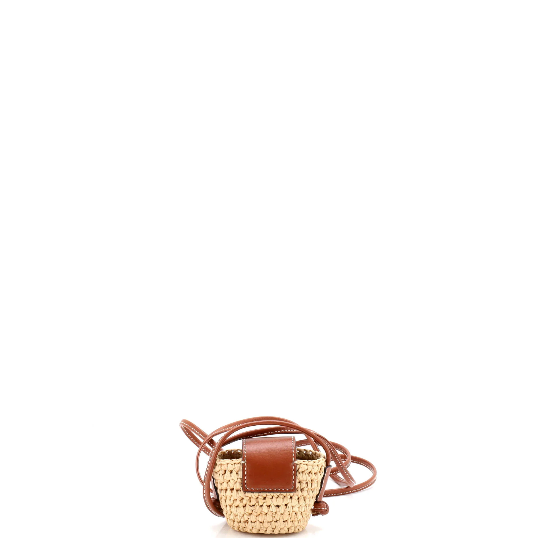 Triomphe Basket Airpods Case Flap Bag Raffia with Leather - Image 3