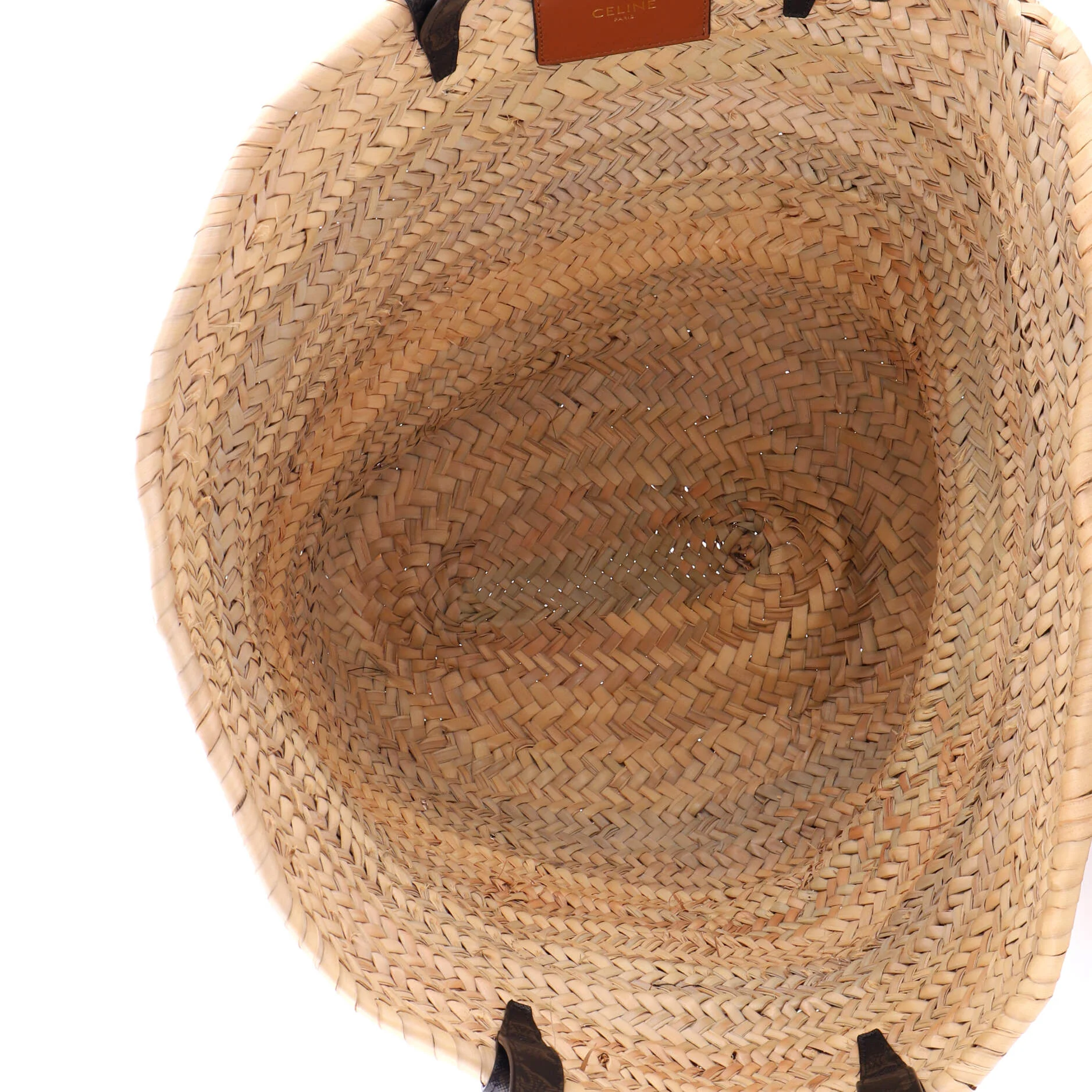 Triomphe Basket Shoulder Bag Raffia with Leather Large - Image 5