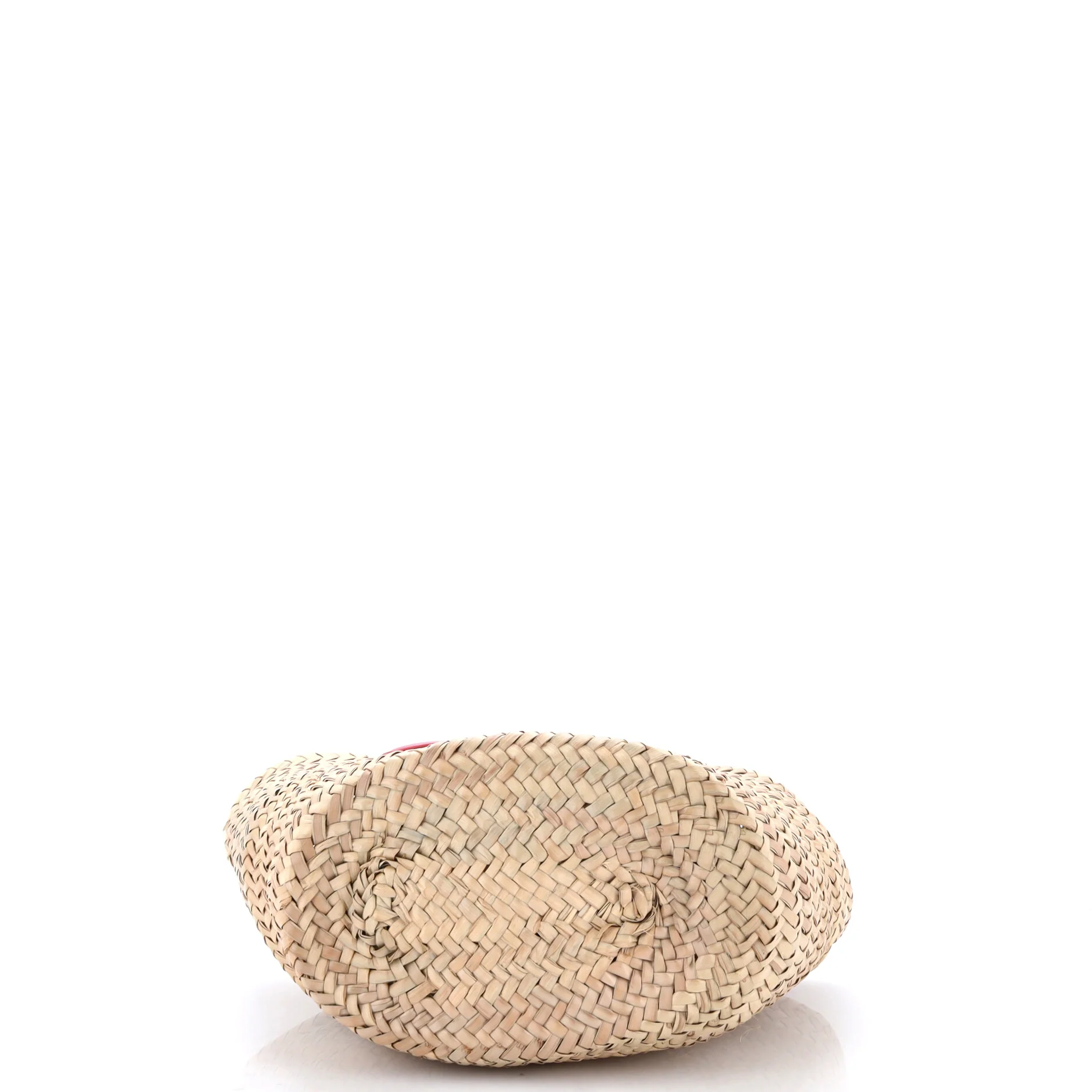 Triomphe Basket Shoulder Bag Raffia with Leather Teen - Image 4