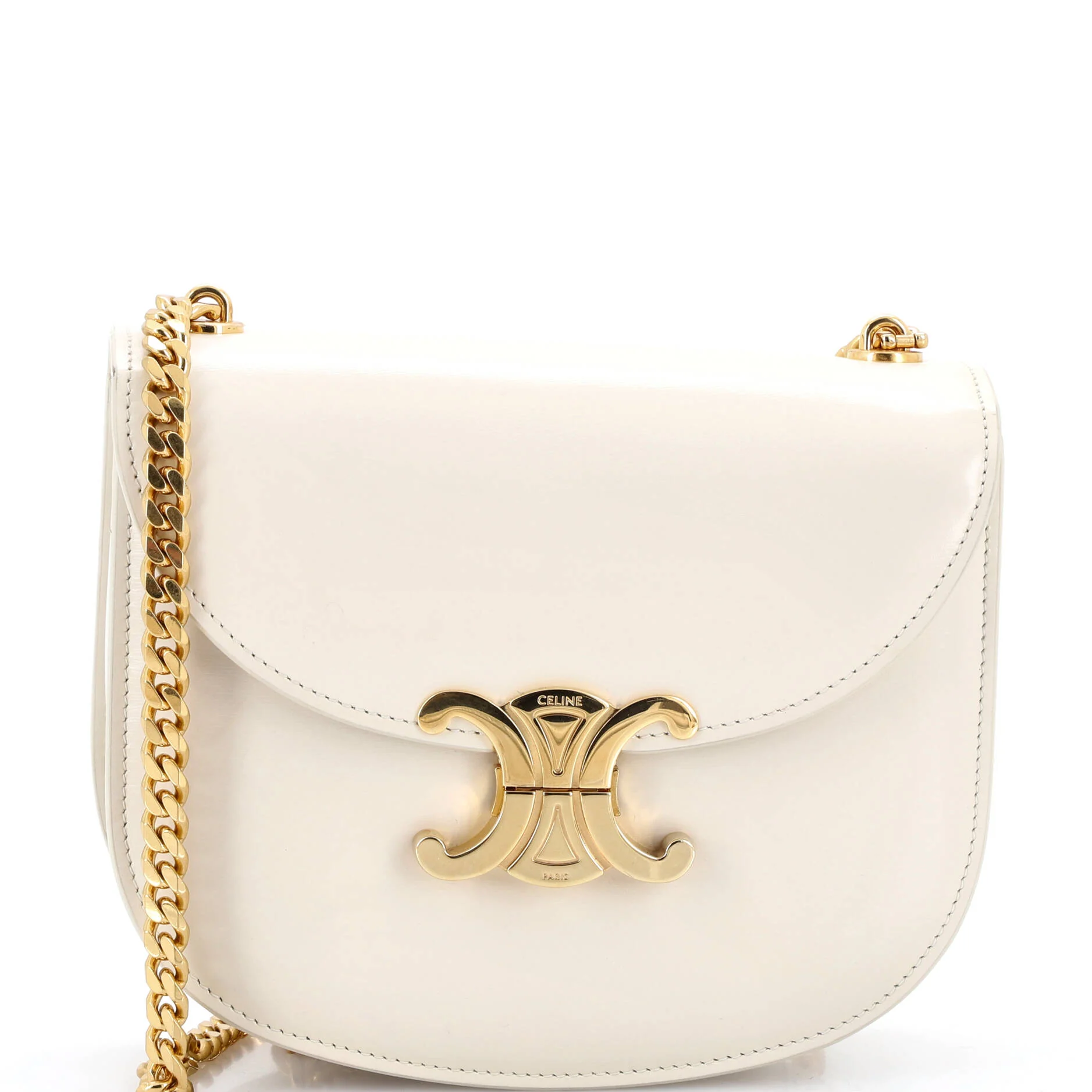 Triomphe Besace Clea Chain Flap Bag Leather
