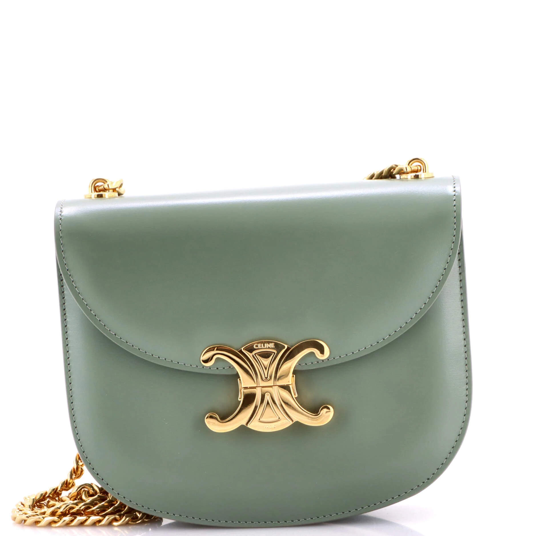 Triomphe Besace Clea Chain Flap Bag Leather