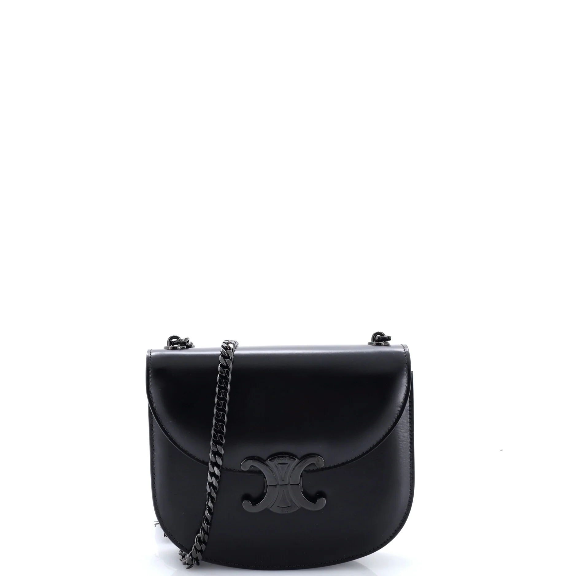 Triomphe Besace Clea Chain Flap Bag Leather