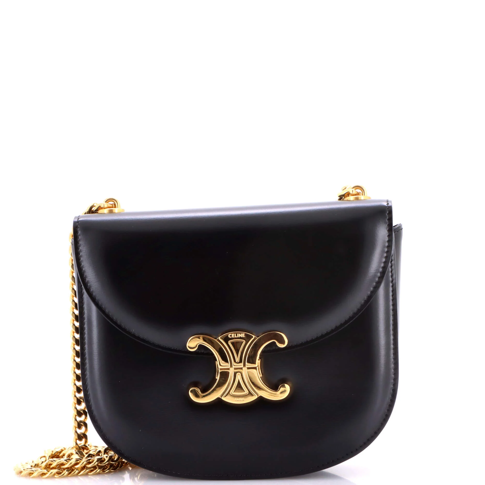 Triomphe Besace Clea Chain Flap Bag Leather