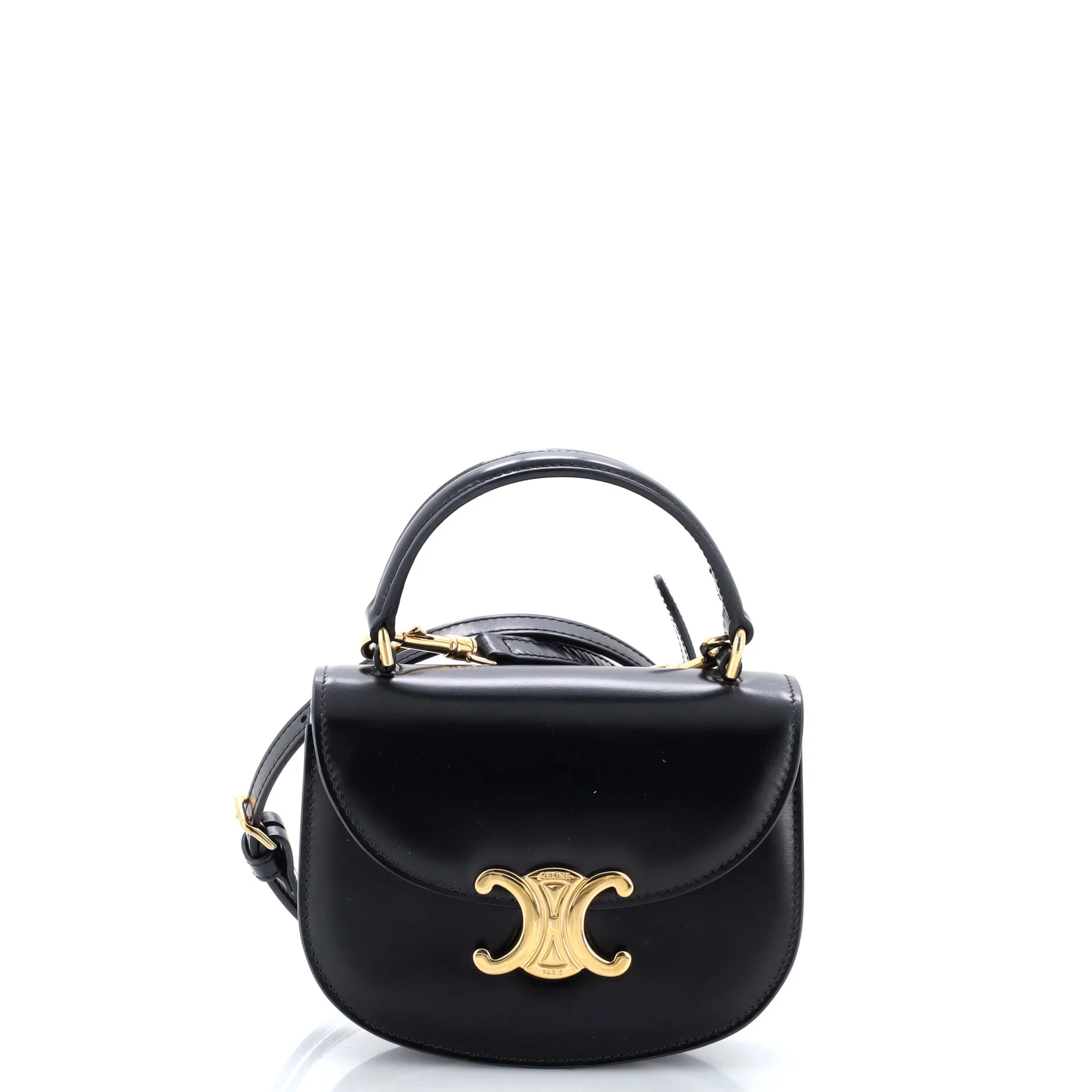 Triomphe Besace Clea Top Handle Flap Bag Leather Mini