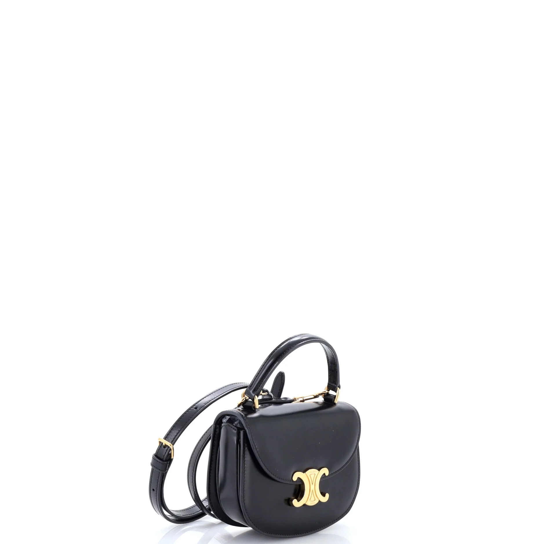 Triomphe Besace Clea Top Handle Flap Bag Leather Mini - Image 2