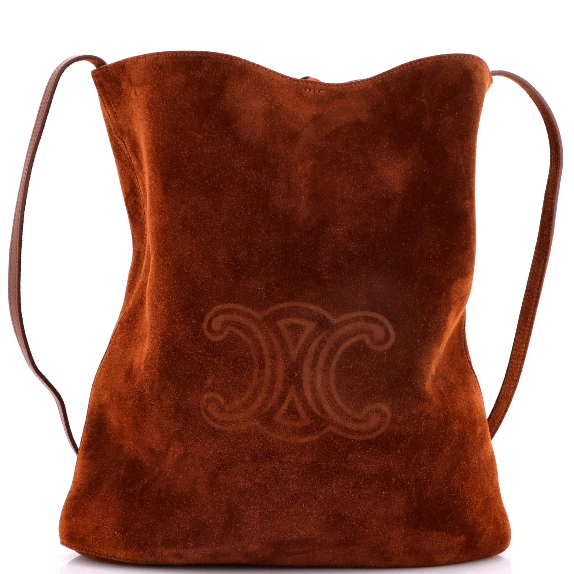 Triomphe Bucket Bag Embossed Suede