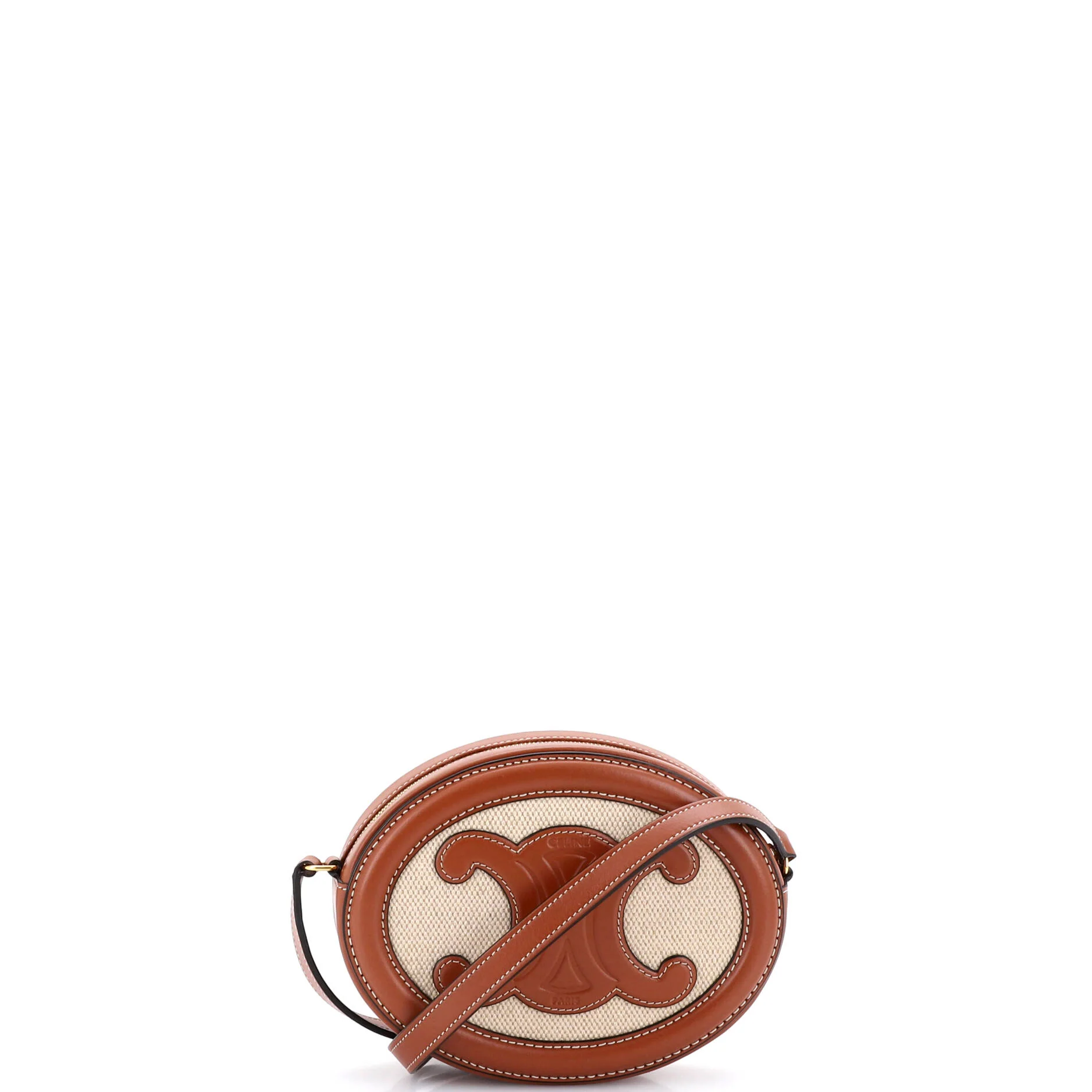 Triomphe Oval Crossbody Bag Canvas and Leather - Image 2