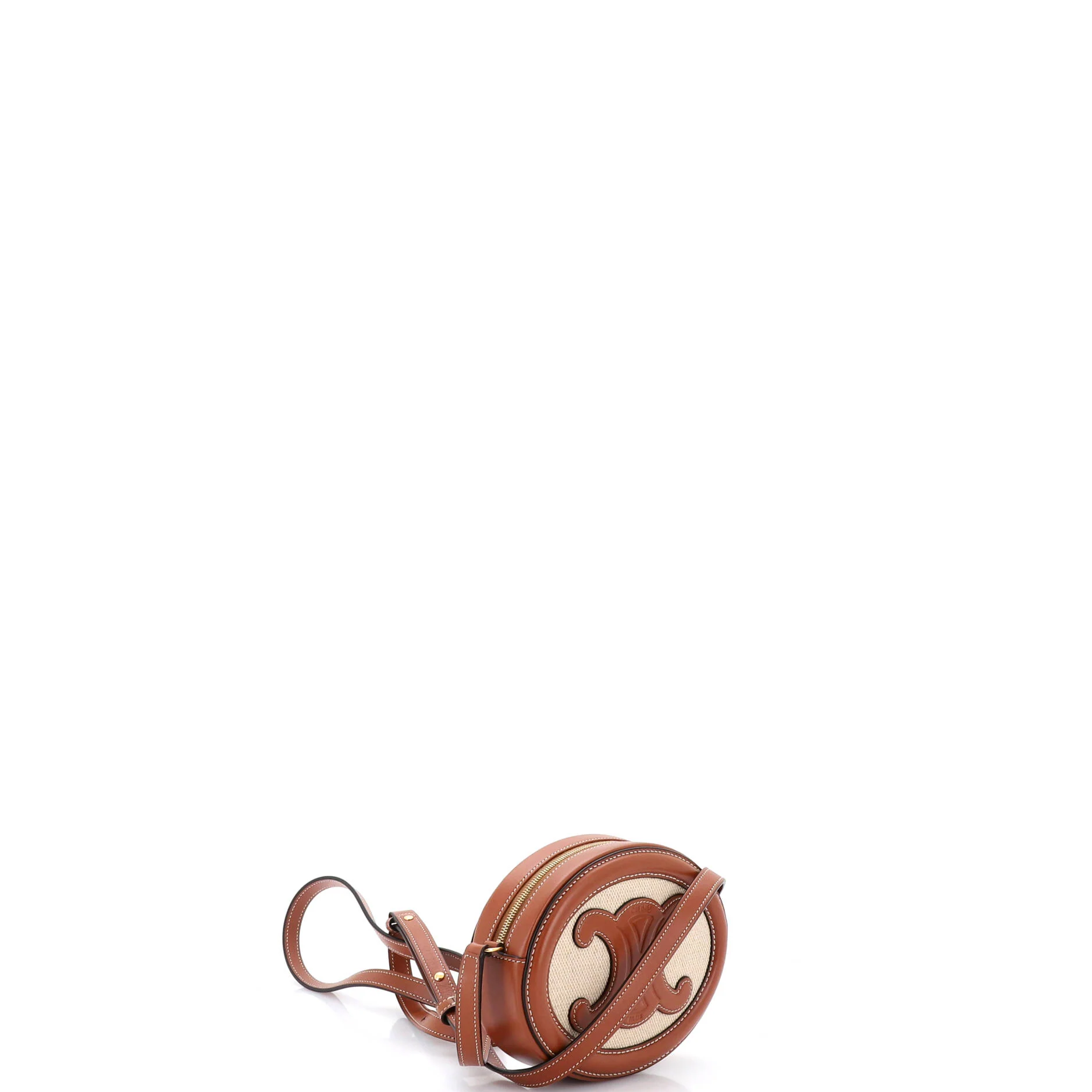 Triomphe Oval Crossbody Bag Canvas and Leather - Image 3