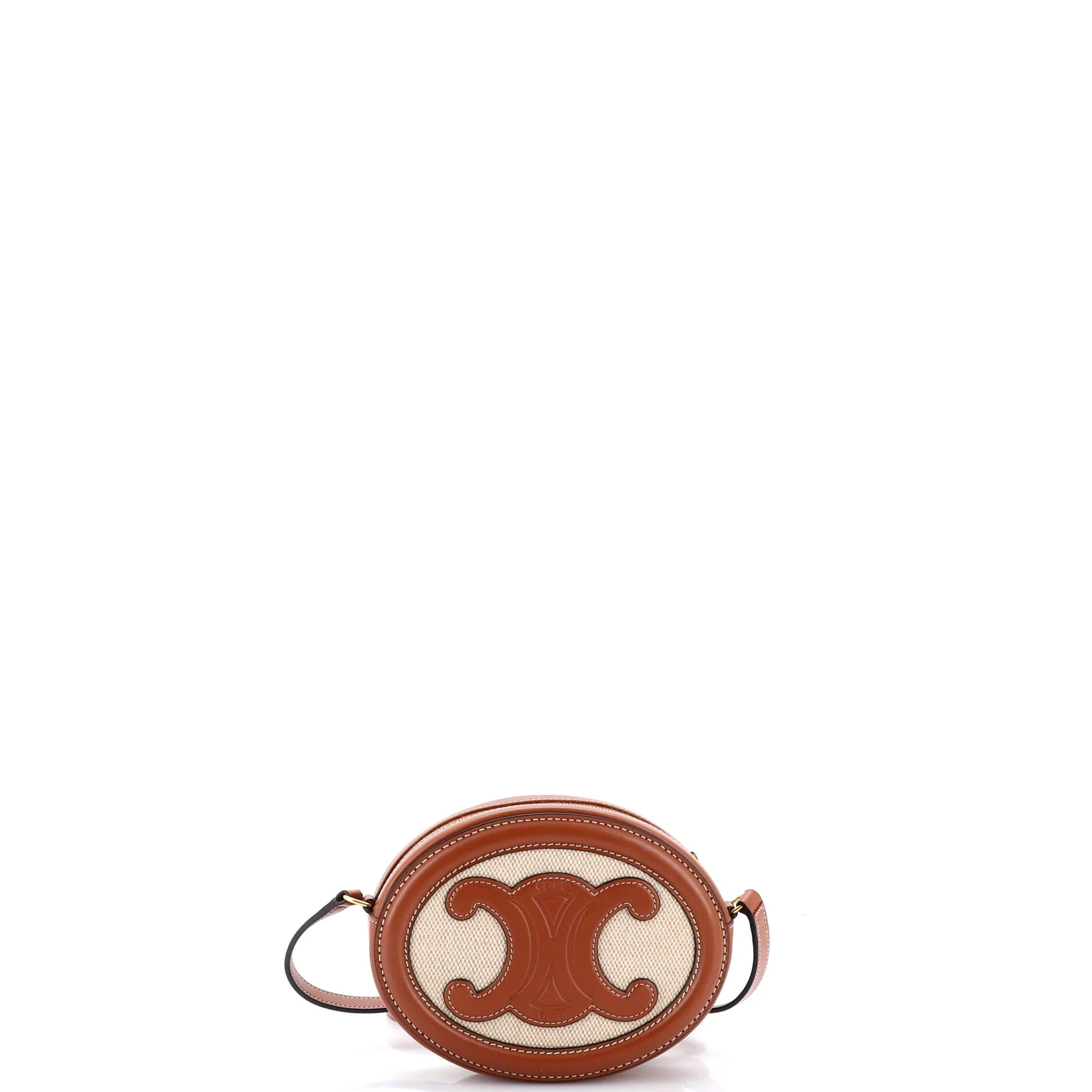 Triomphe Oval Crossbody Bag Canvas and Leather - Image 3