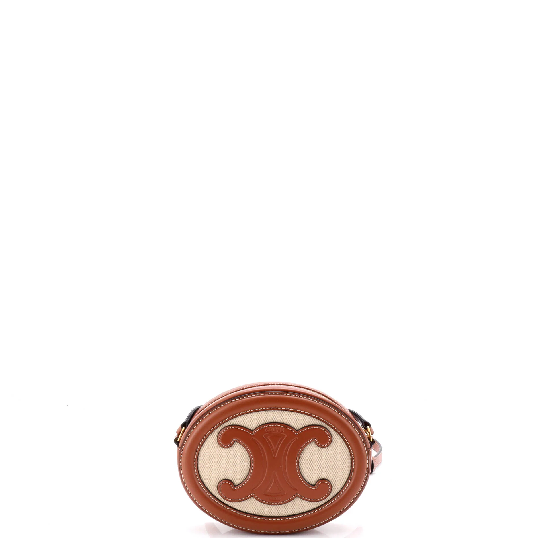 Triomphe Oval Crossbody Bag Canvas and Leather - Image 3