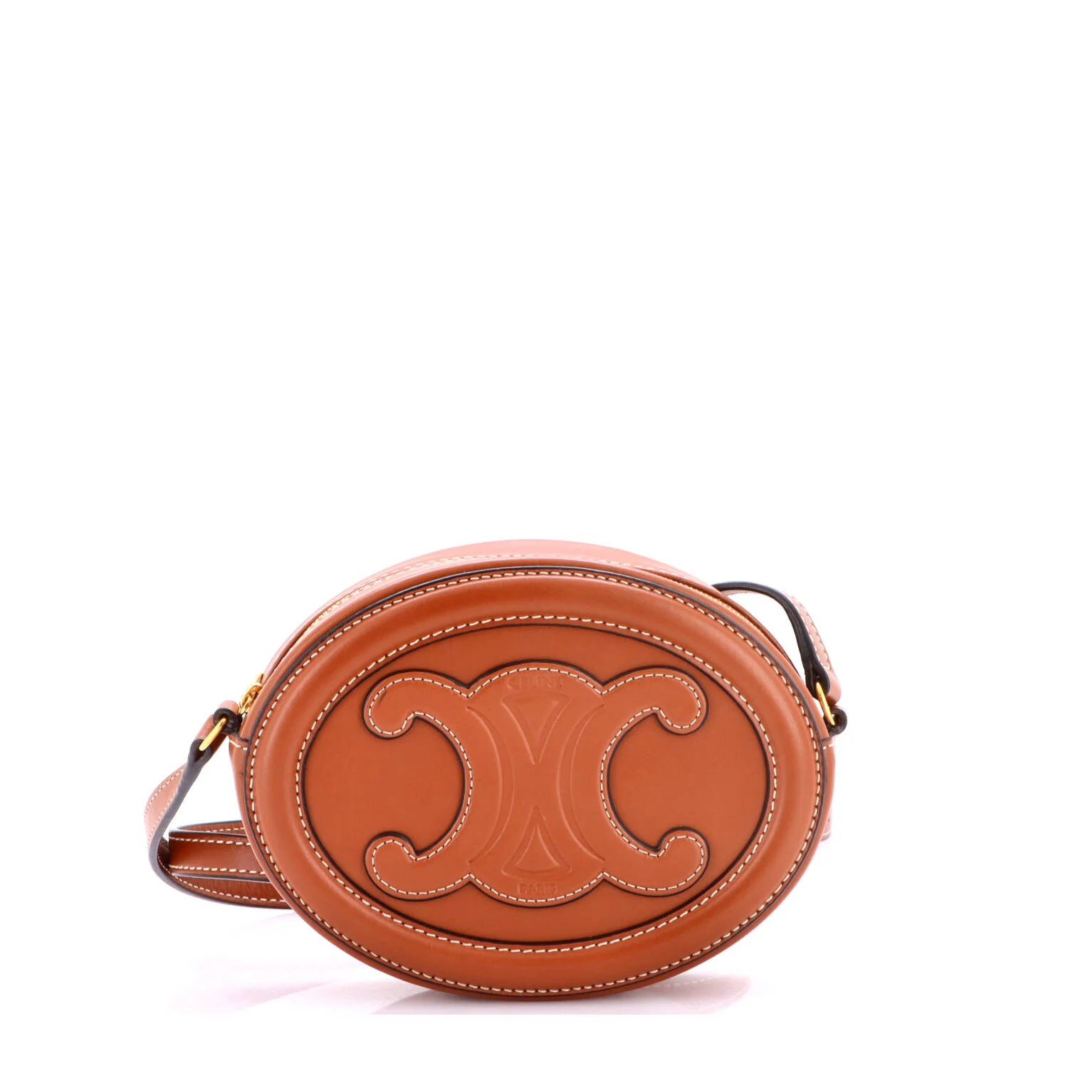 Triomphe Oval Crossbody Bag Leather Mini