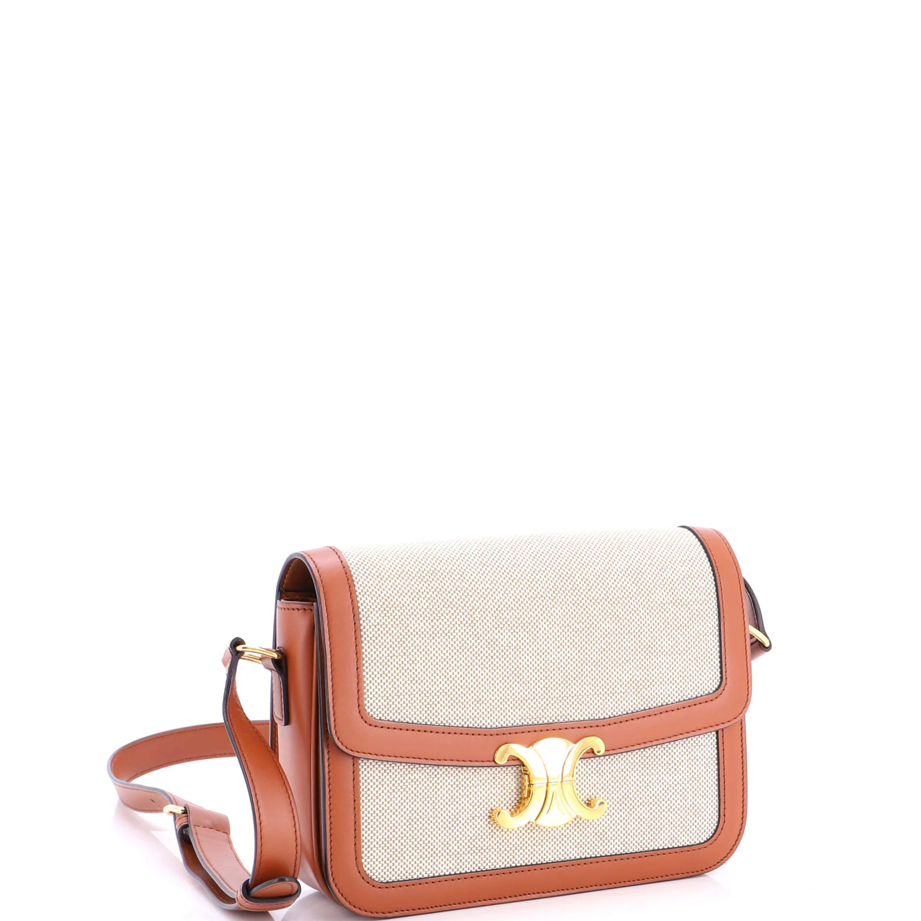 Triomphe Shoulder Bag Canvas with Leather Medium - Image 2