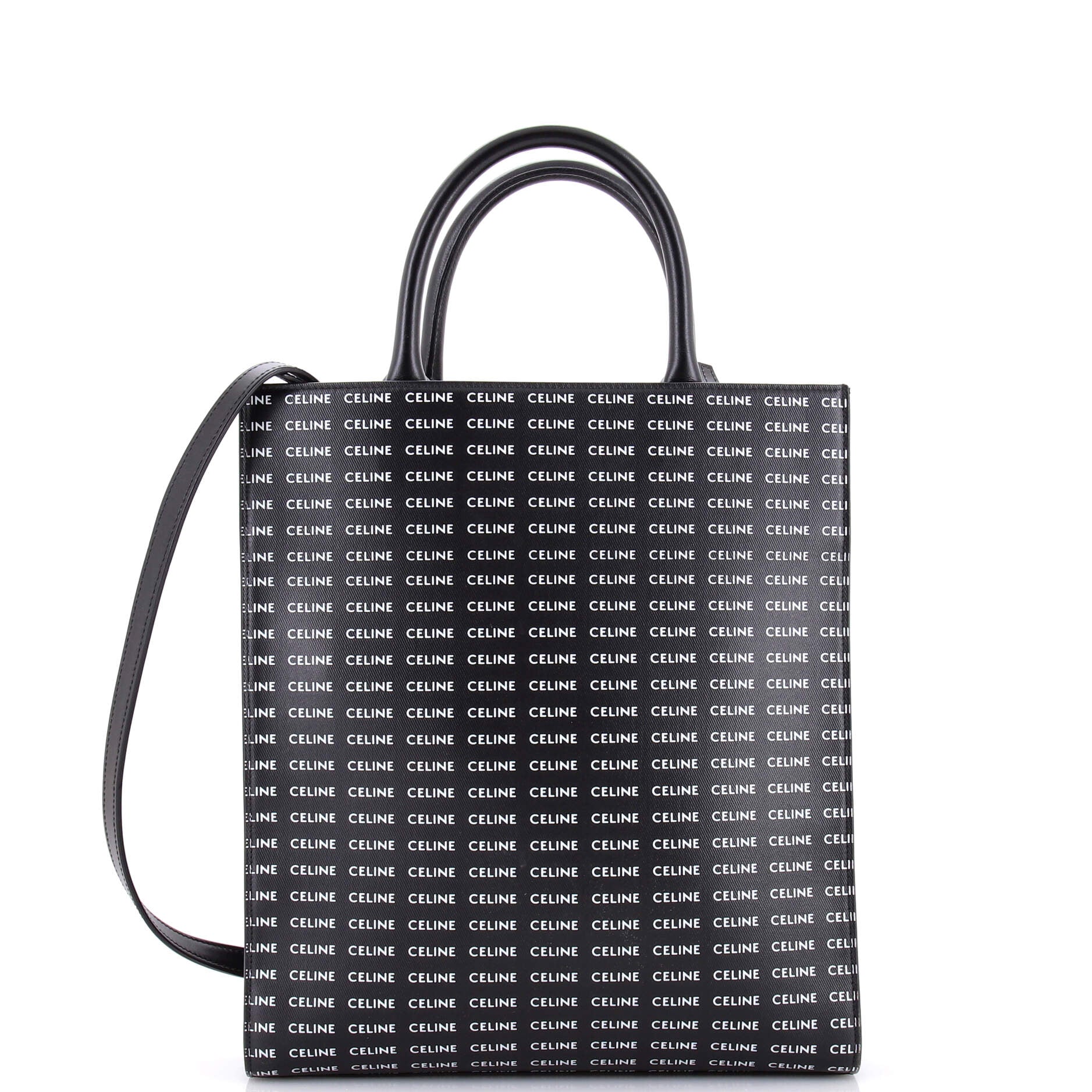 Vertical Cabas Tote All Over Logo Print Leather Small
